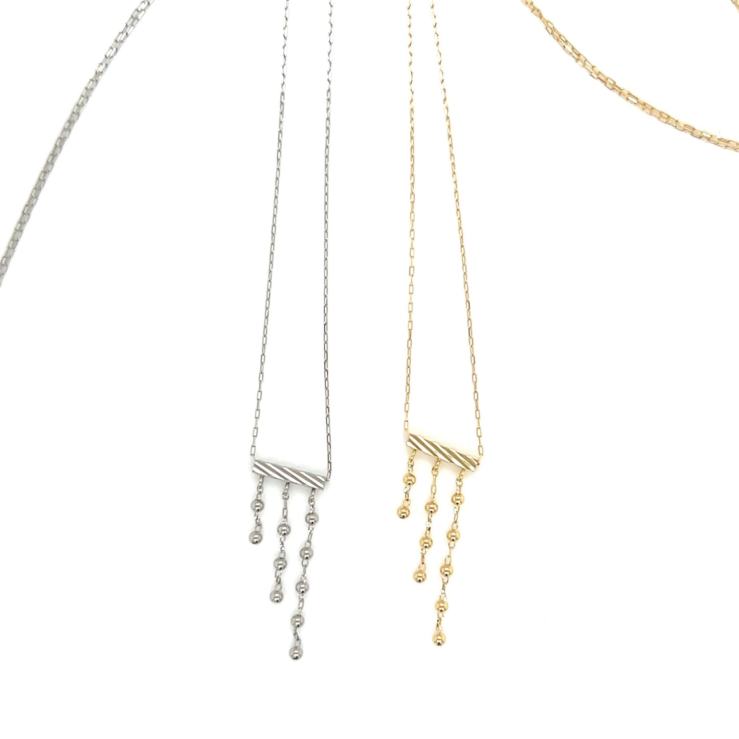 Gold 3 SL Dangle Beads Necklace - JMW Jewelry Wholesale