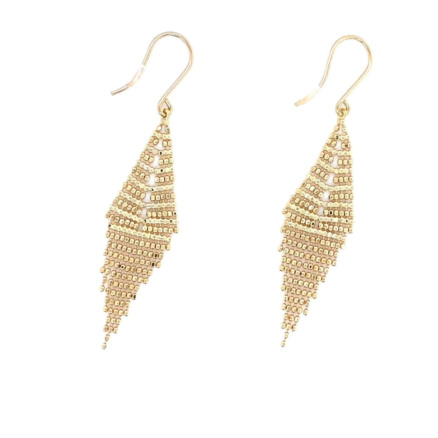 Gold Beads Rhombus Shape T Drop Earrings - JMW Jewelry Wholesale