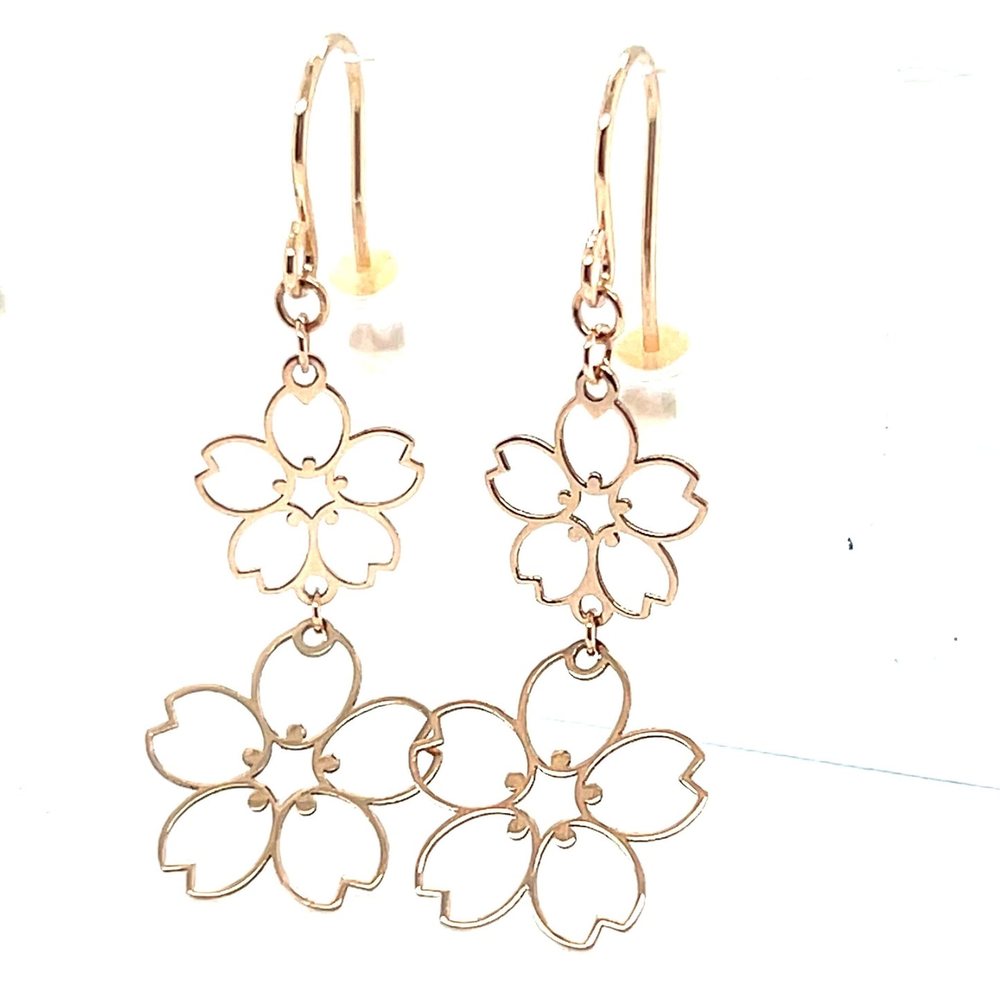 Gold Hollow Sakura Drop Earrings - JMW Jewelry Wholesale