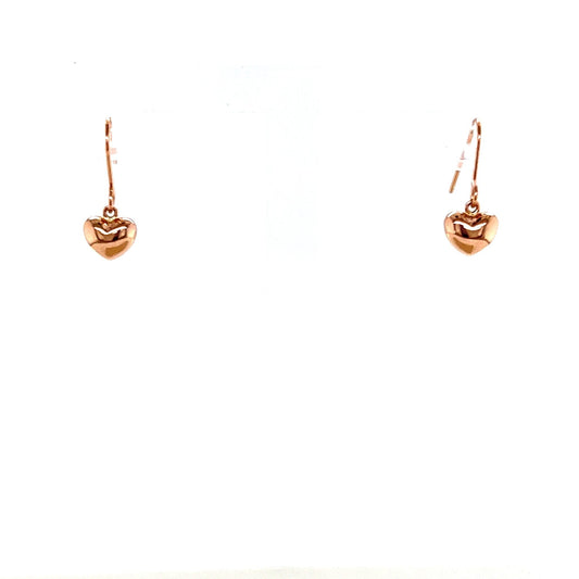 Gold Plump Heart Drop Earrings - JMW Jewelry Wholesale