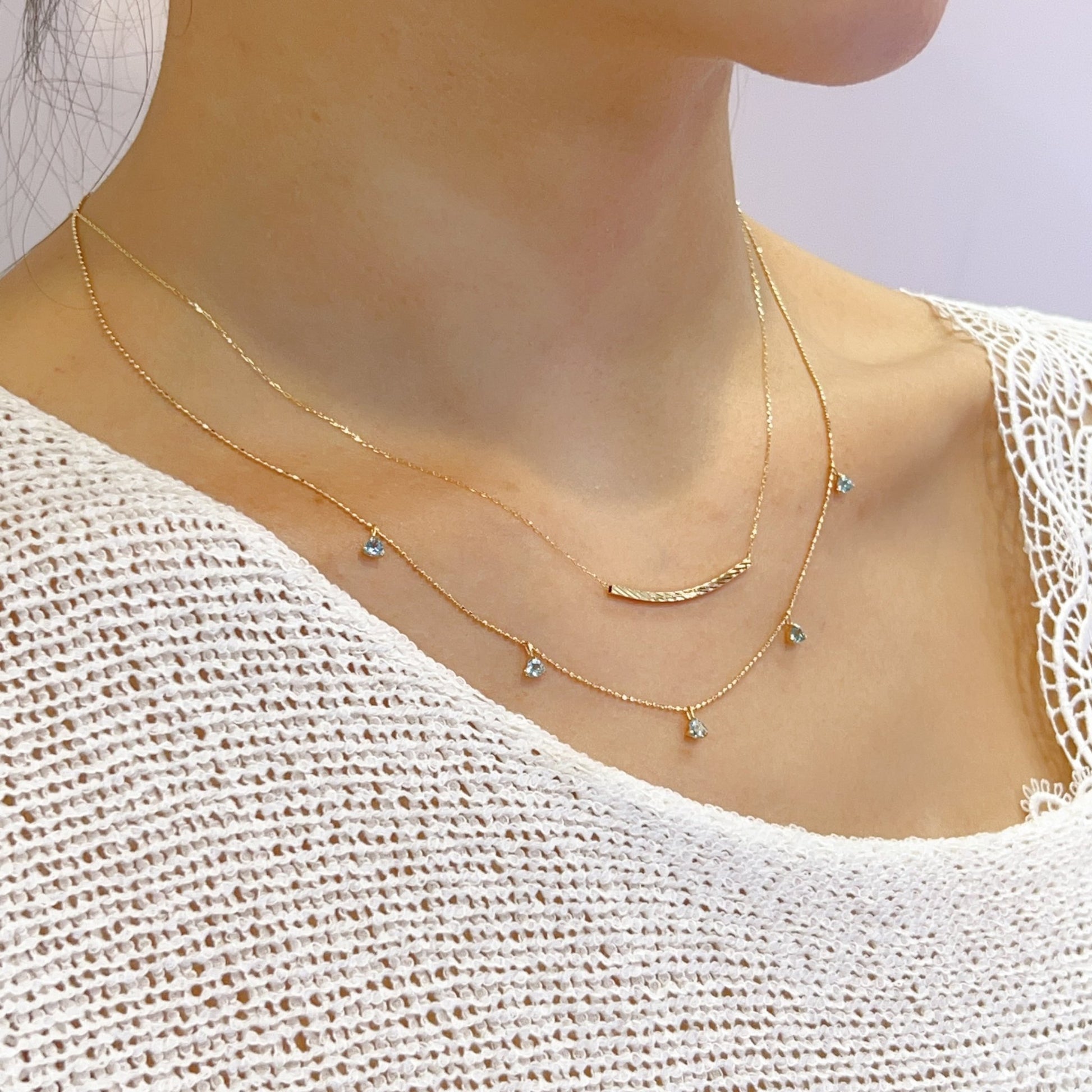 Gold Ripple Long Smile Necklace - JMW Jewelry Wholesale