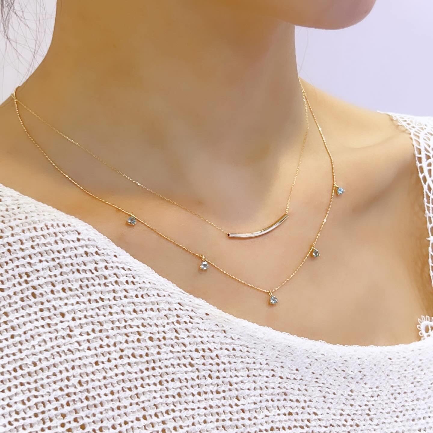 Gold Ripple Long Smile Necklace - JMW Jewelry Wholesale