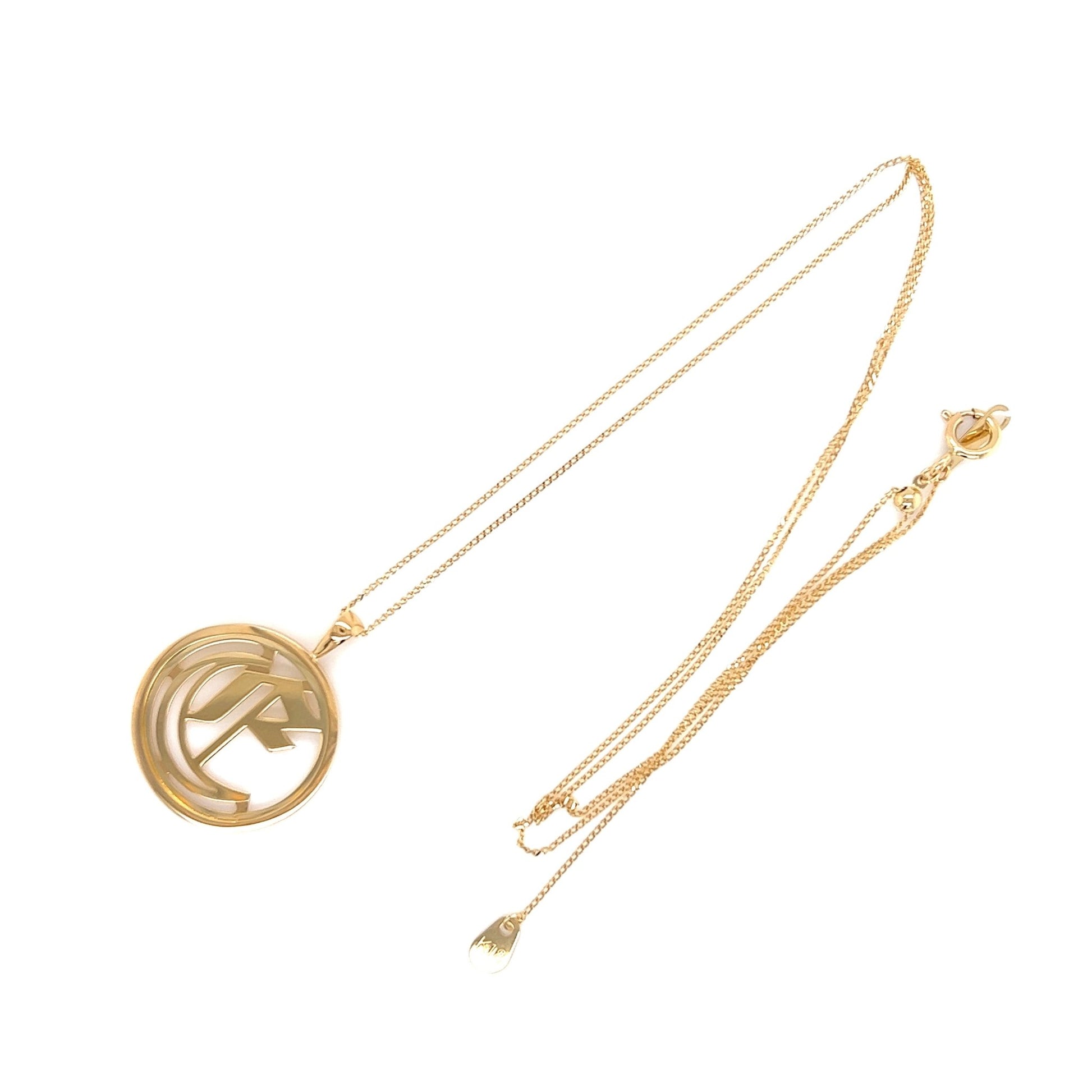 Gold Round Initial E Necklace - JMW Jewelry Wholesale