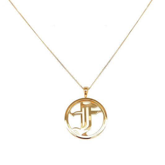 Gold Round Initial F Necklace - JMW Jewelry Wholesale