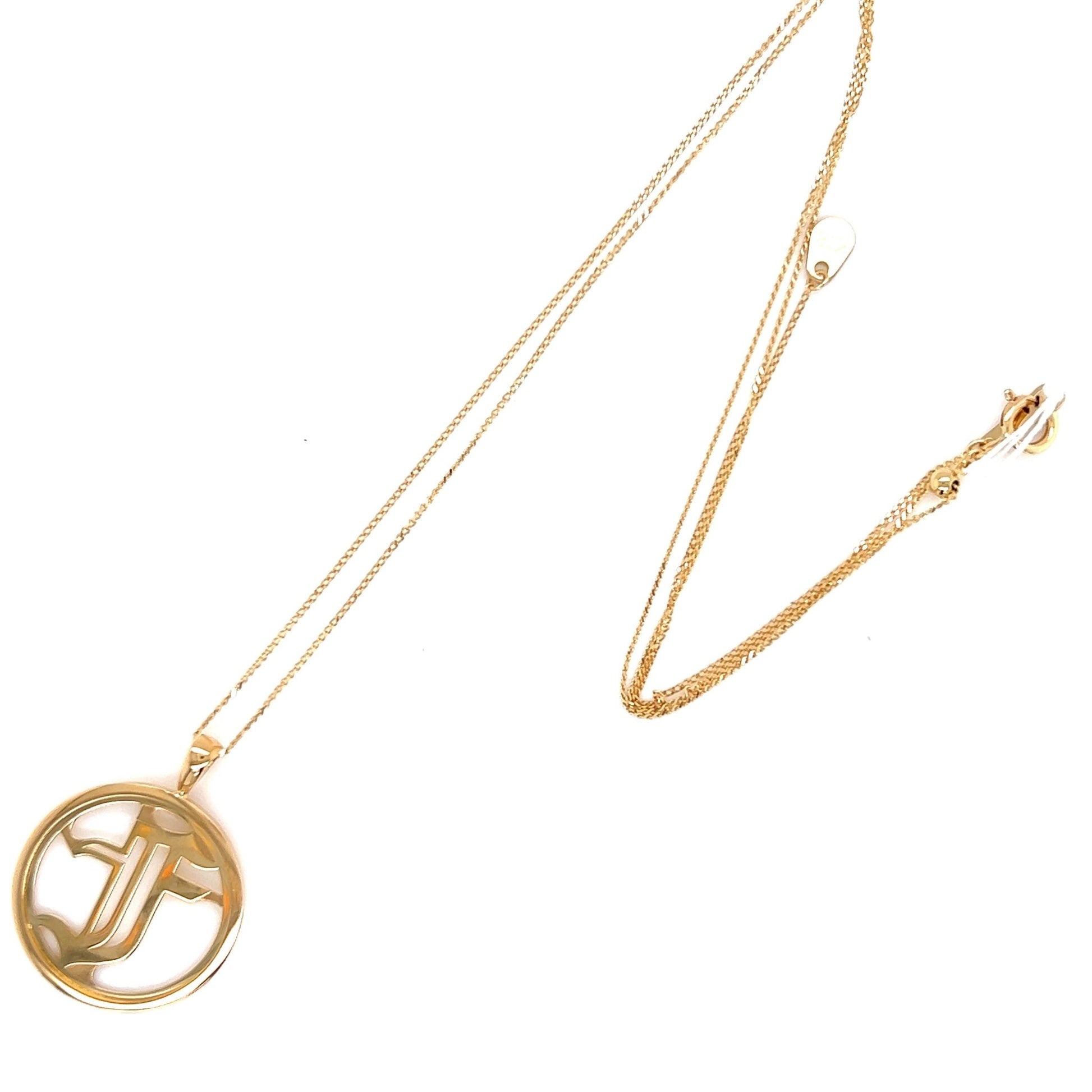 Gold Round Initial F Necklace - JMW Jewelry Wholesale