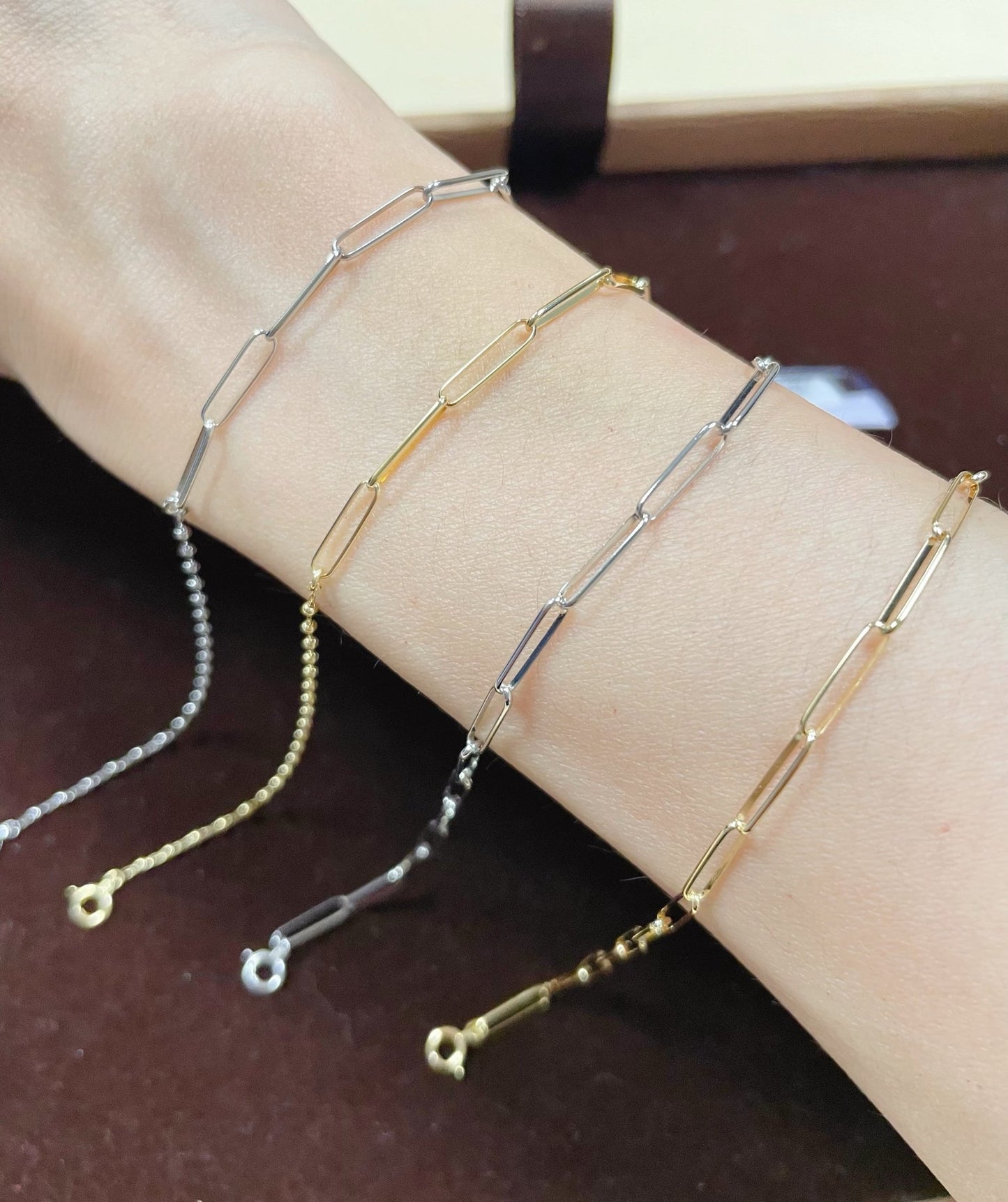 Gold Wide Paperclip with Beads chain - JMW Jewelry Wholesale