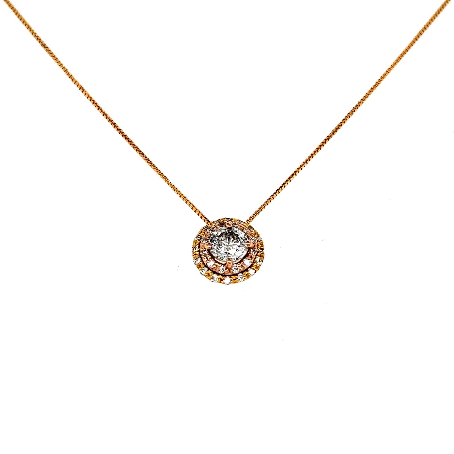 Halo Mixed Color Necklace 0.492/0.14ct/H/SI2/G (No Certificate book included) - JMW Jewelry Wholesale