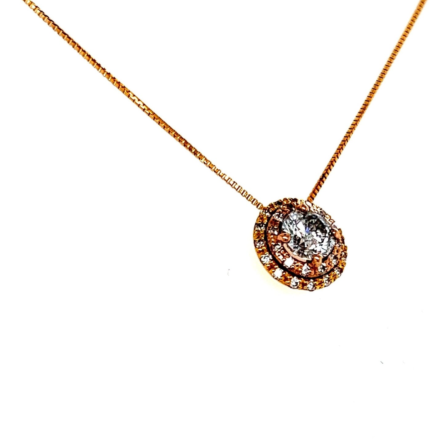 Halo Mixed Color Necklace 0.492/0.14ct/H/SI2/G (No Certificate book included) - JMW Jewelry Wholesale