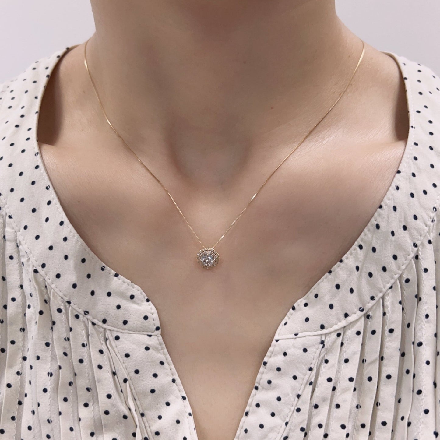Halo Mixed Color Necklace 0.492/0.14ct/H/SI2/G (No Certificate book included) - JMW Jewelry Wholesale