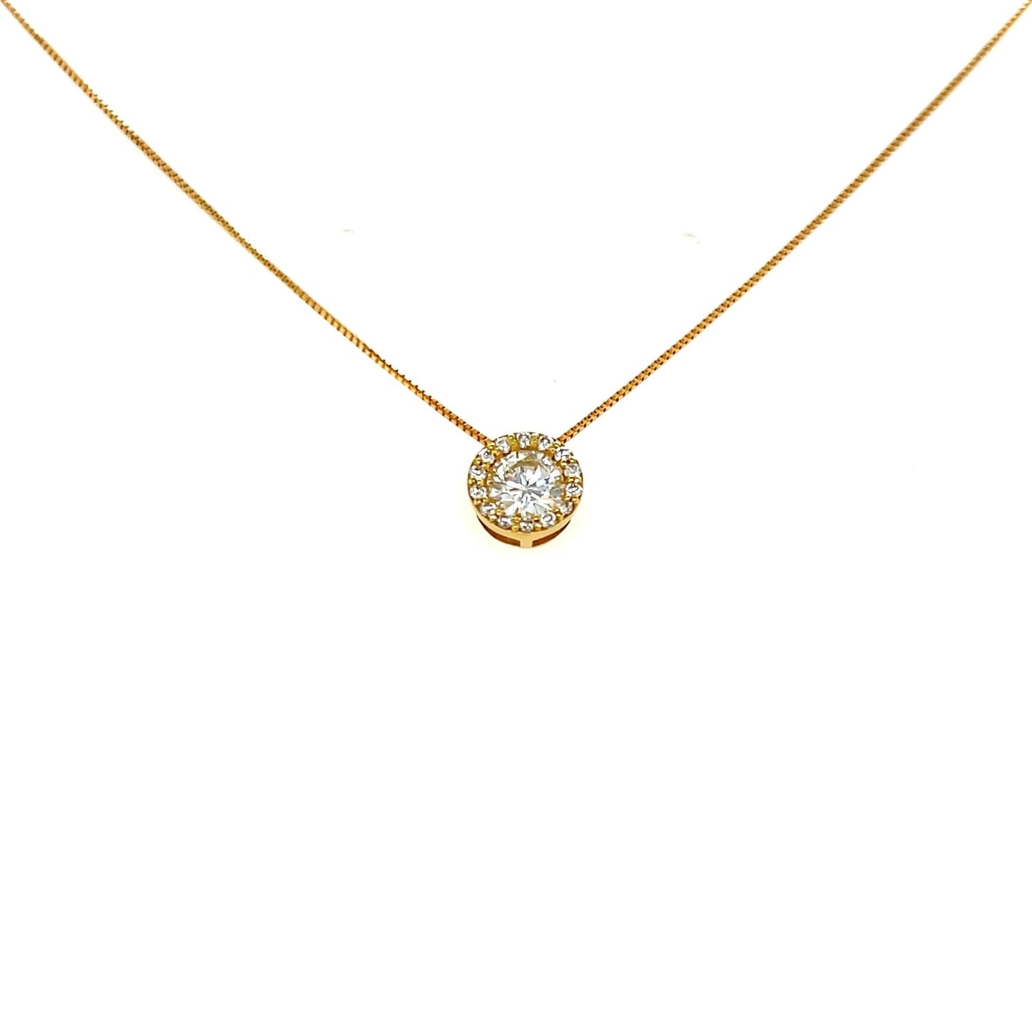 Halo Necklace 0.522/0.1ctK18YG - JMW Jewelry Wholesale