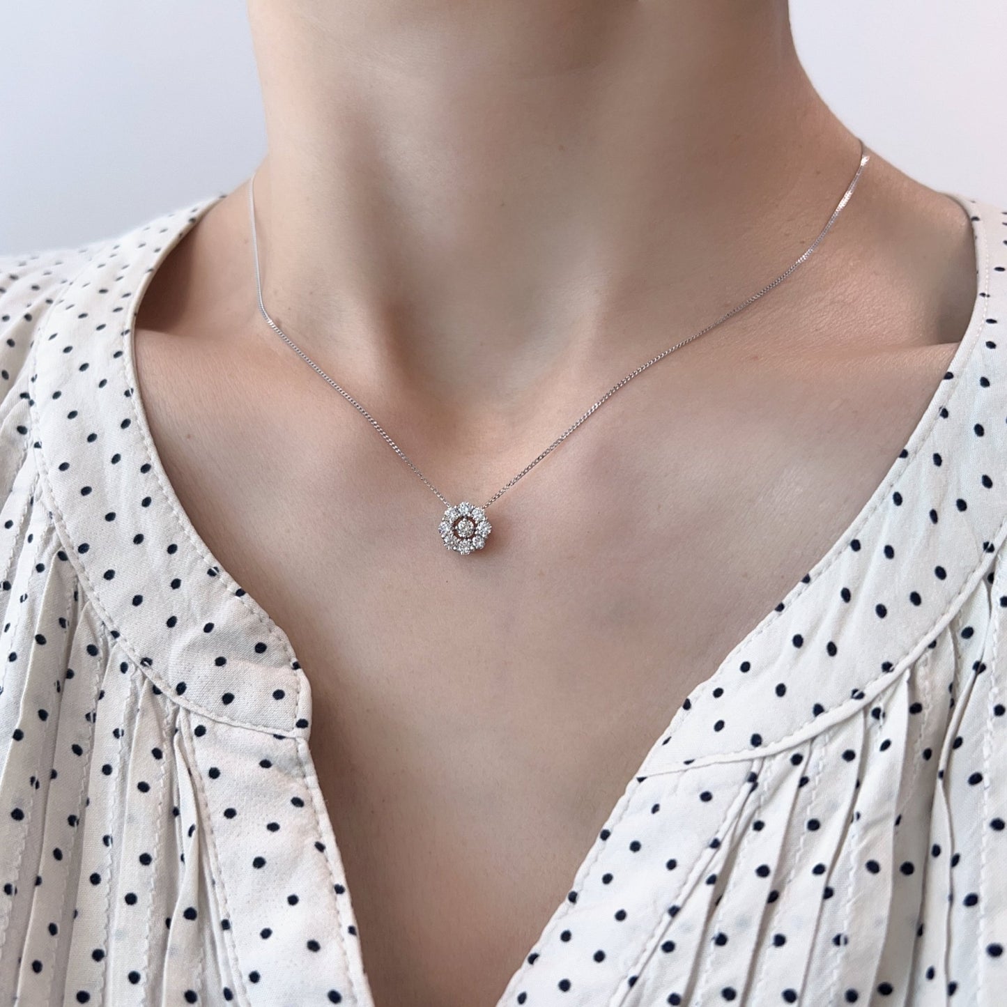 HC 9 Petal Flower Necklace 0.5ct - JMW Jewelry Wholesale