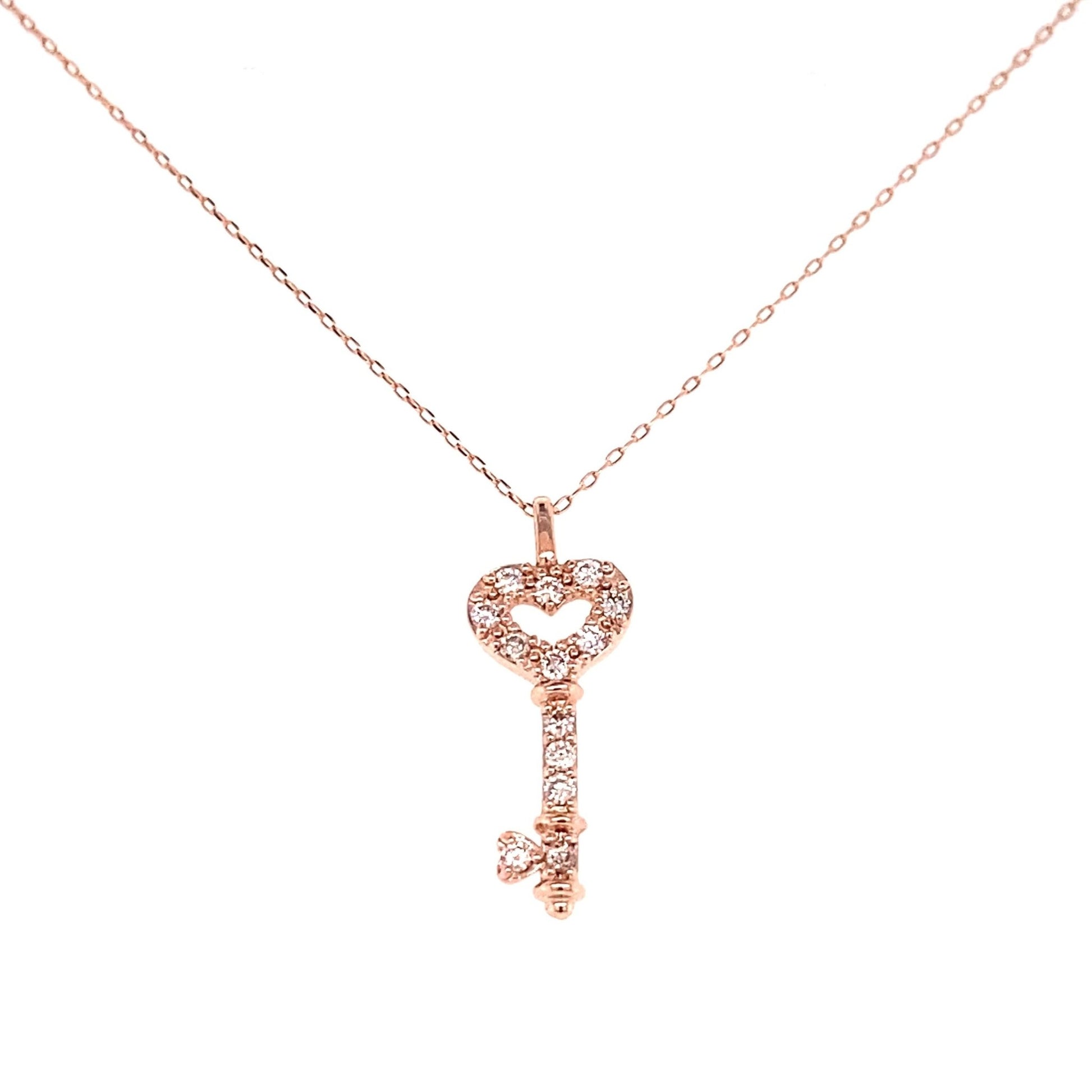 Heart Key Necklace 0.1ct - JMW Jewelry Wholesale