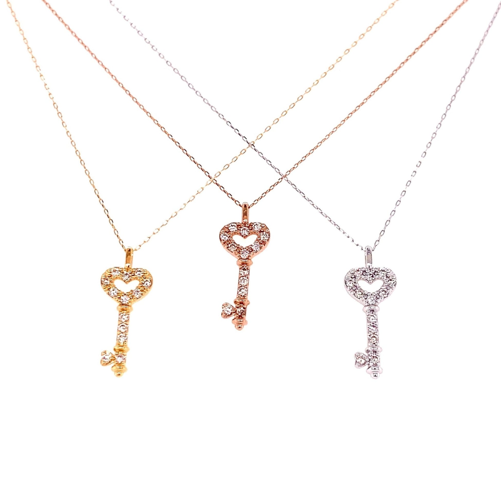 Heart Key Necklace 0.1ct - JMW Jewelry Wholesale