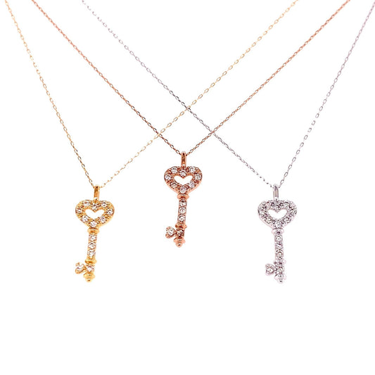 Heart Key Necklace 0.1ct - JMW Jewelry Wholesale