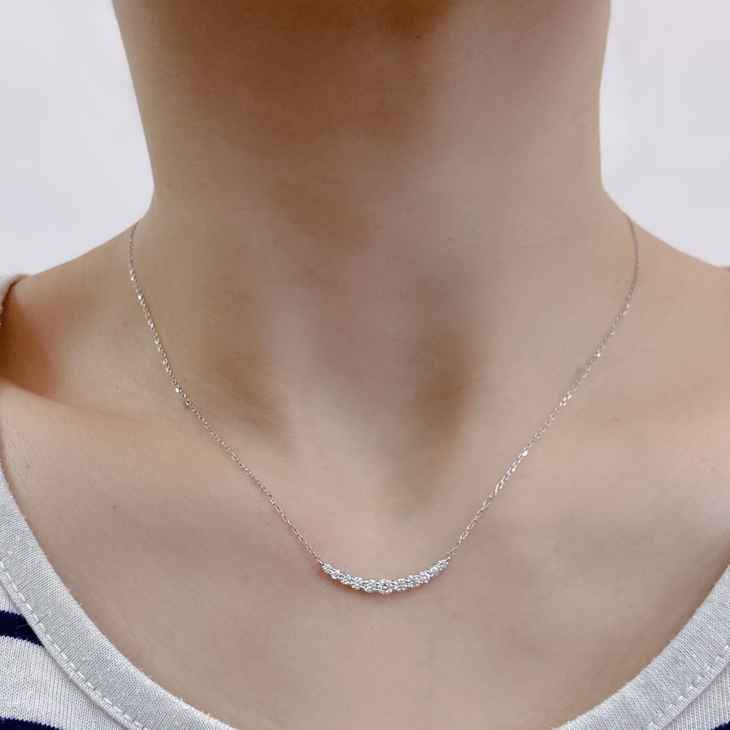 Heart shape 11Dia Smile Necklace 0.5ct - JMW Jewelry Wholesale