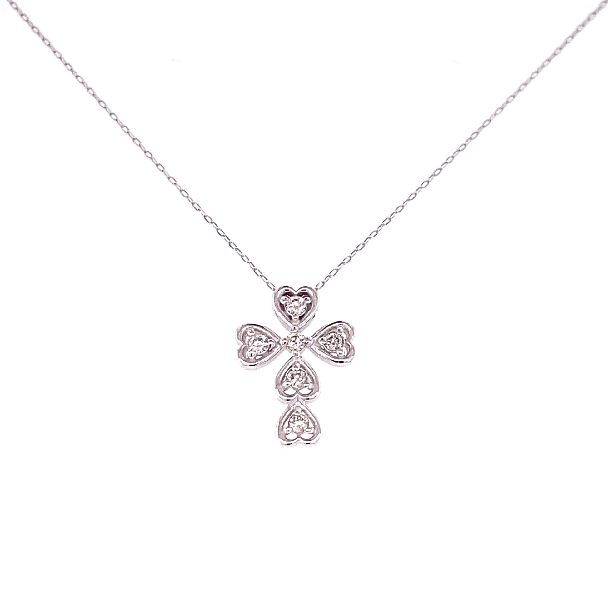Heart Shape Cross Necklace 0.1ct - JMW Jewelry Wholesale