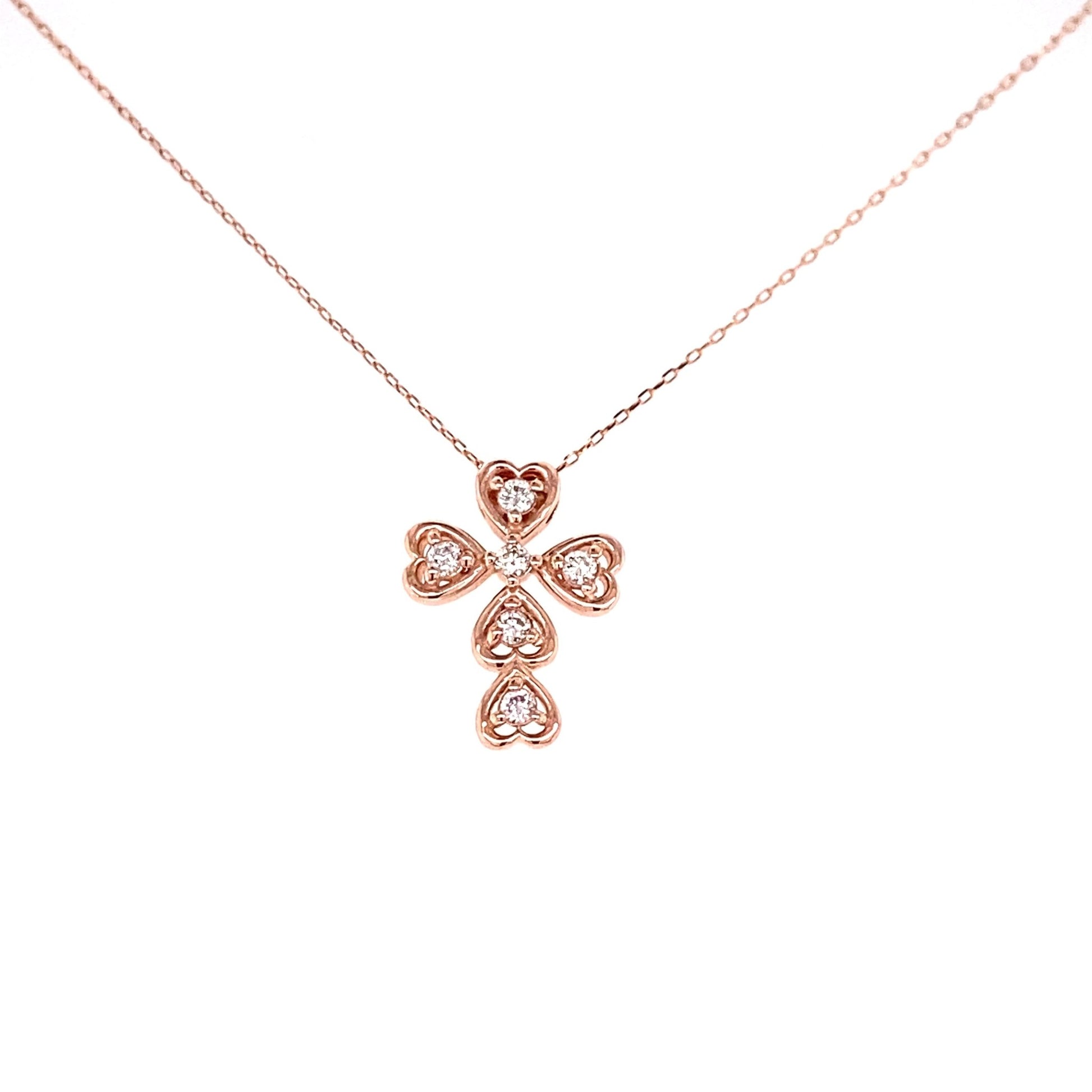Heart Shape Cross Necklace 0.1ct - JMW Jewelry Wholesale