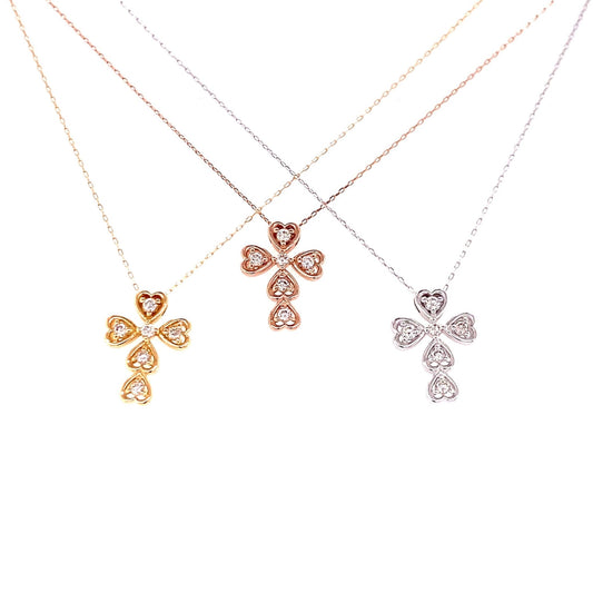Heart Shape Cross Necklace 0.1ct - JMW Jewelry Wholesale
