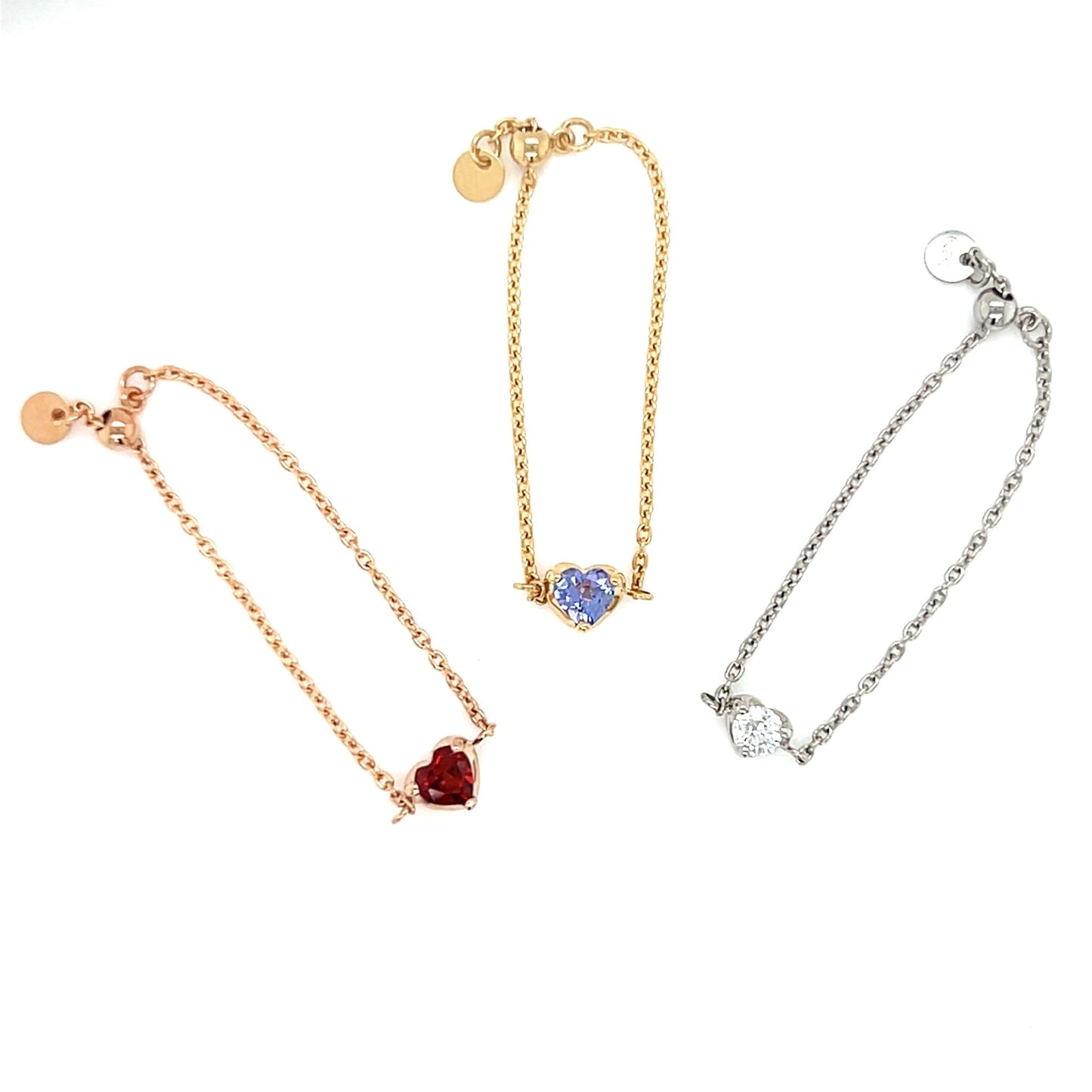 Heart Shaped Tanzanite Chain Ring - JMW Jewelry Wholesale