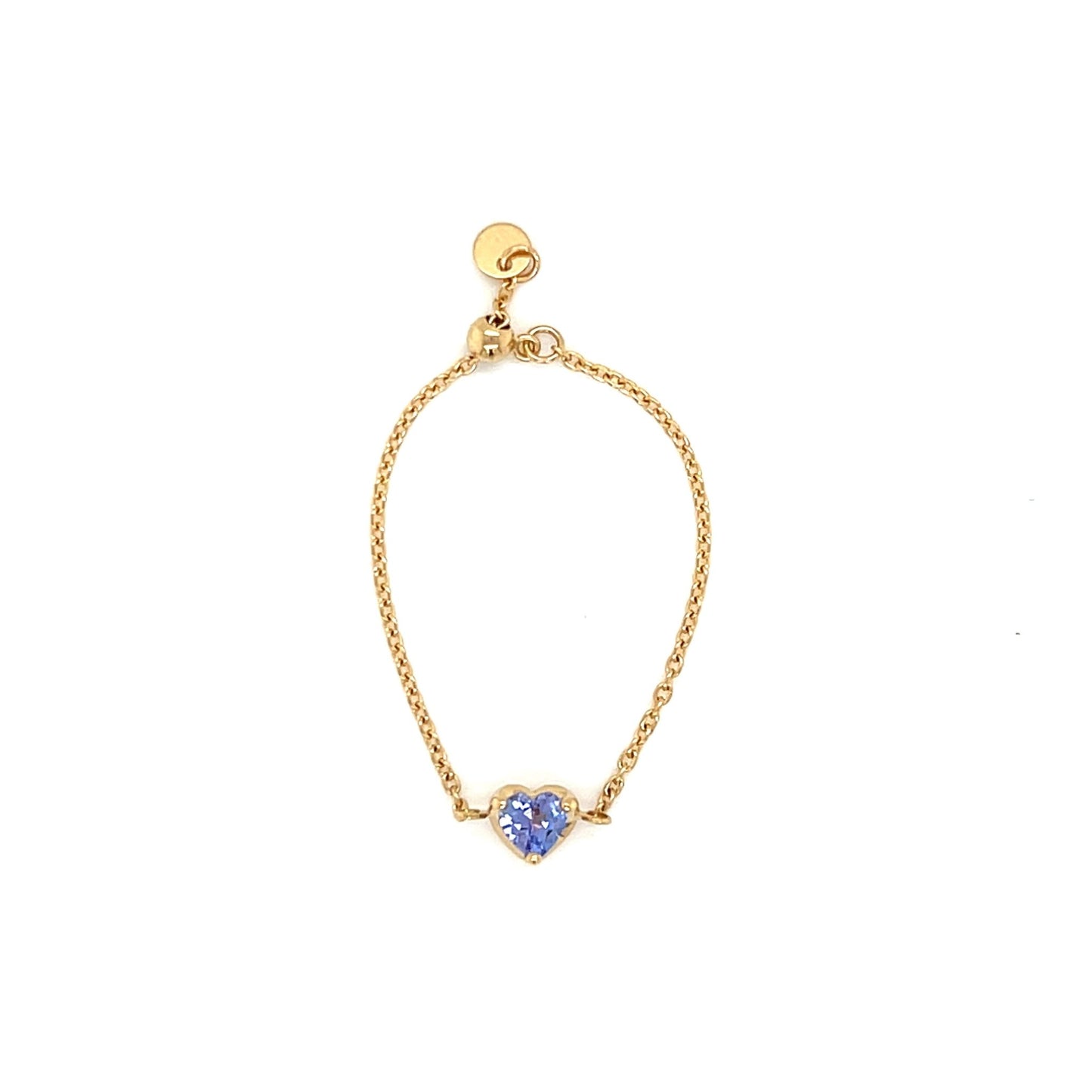 Heart Shaped Tanzanite Chain Ring - JMW Jewelry Wholesale