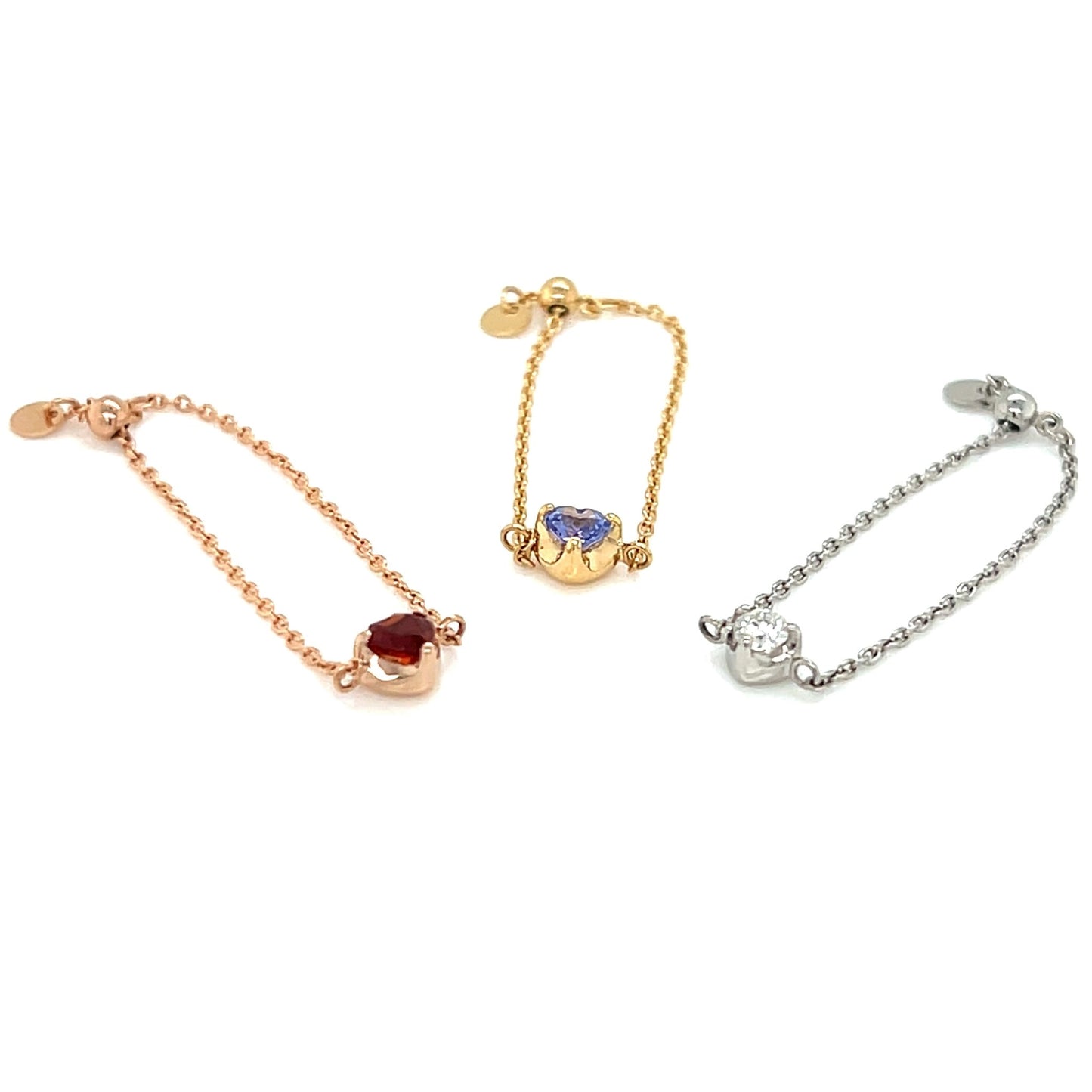 Heart Shaped Tanzanite Chain Ring - JMW Jewelry Wholesale