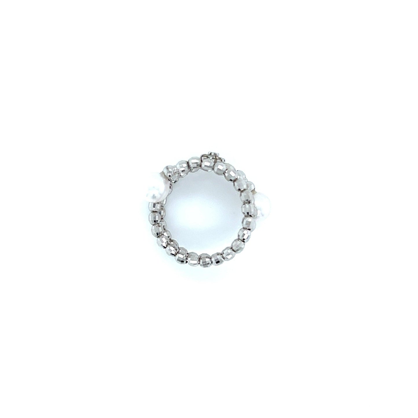 #hexagram_flower_akoya_flexi_ring# - #jmw-jewelry# - #flexible ring with diamond in flower shape two akoya pearls at the end#