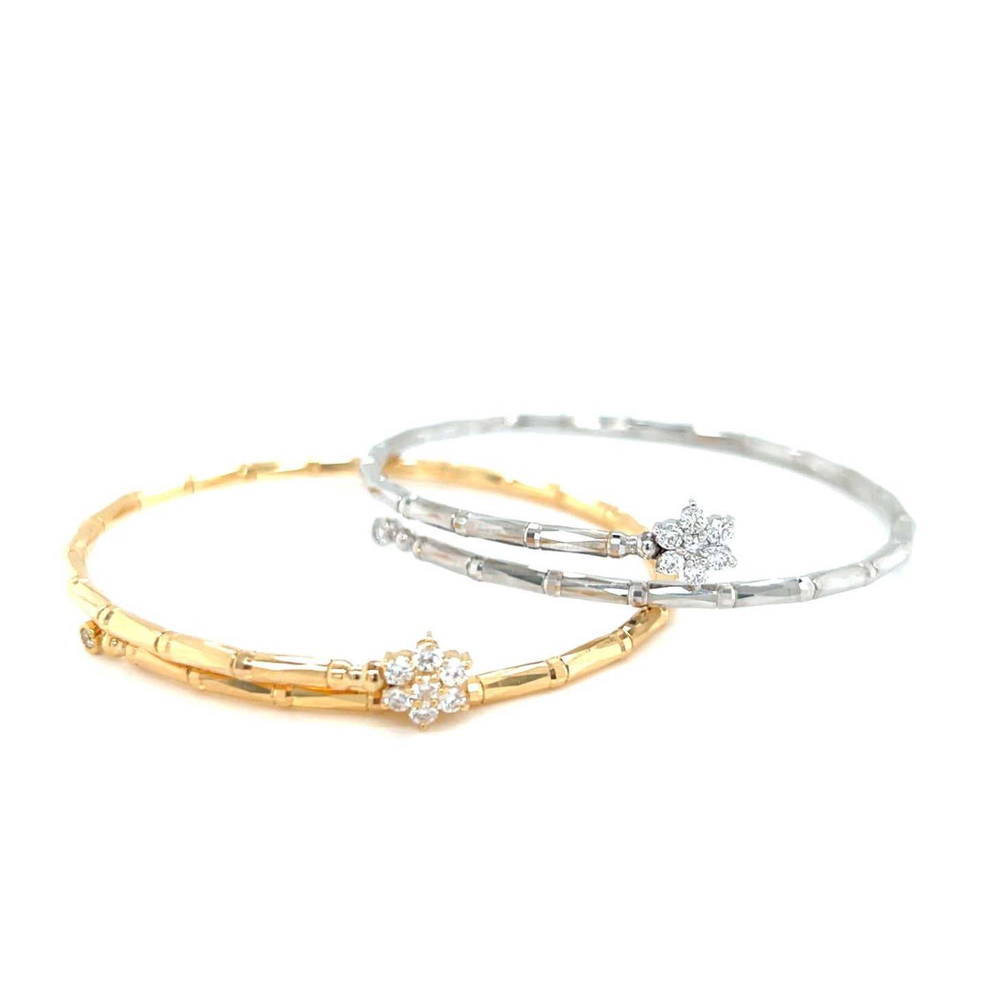 Hexagram Flower Glossy Flexi Bangle 0.3ct - JMW Jewelry Wholesale
