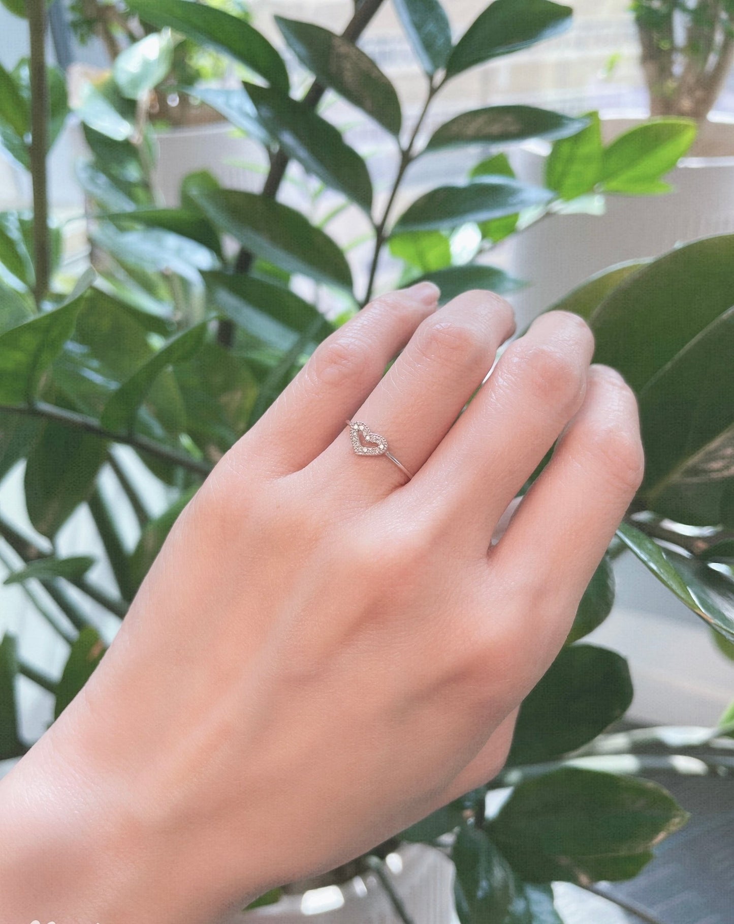 Hollow Flat Heart Ring 0.07ct - JMW Jewelry Wholesale