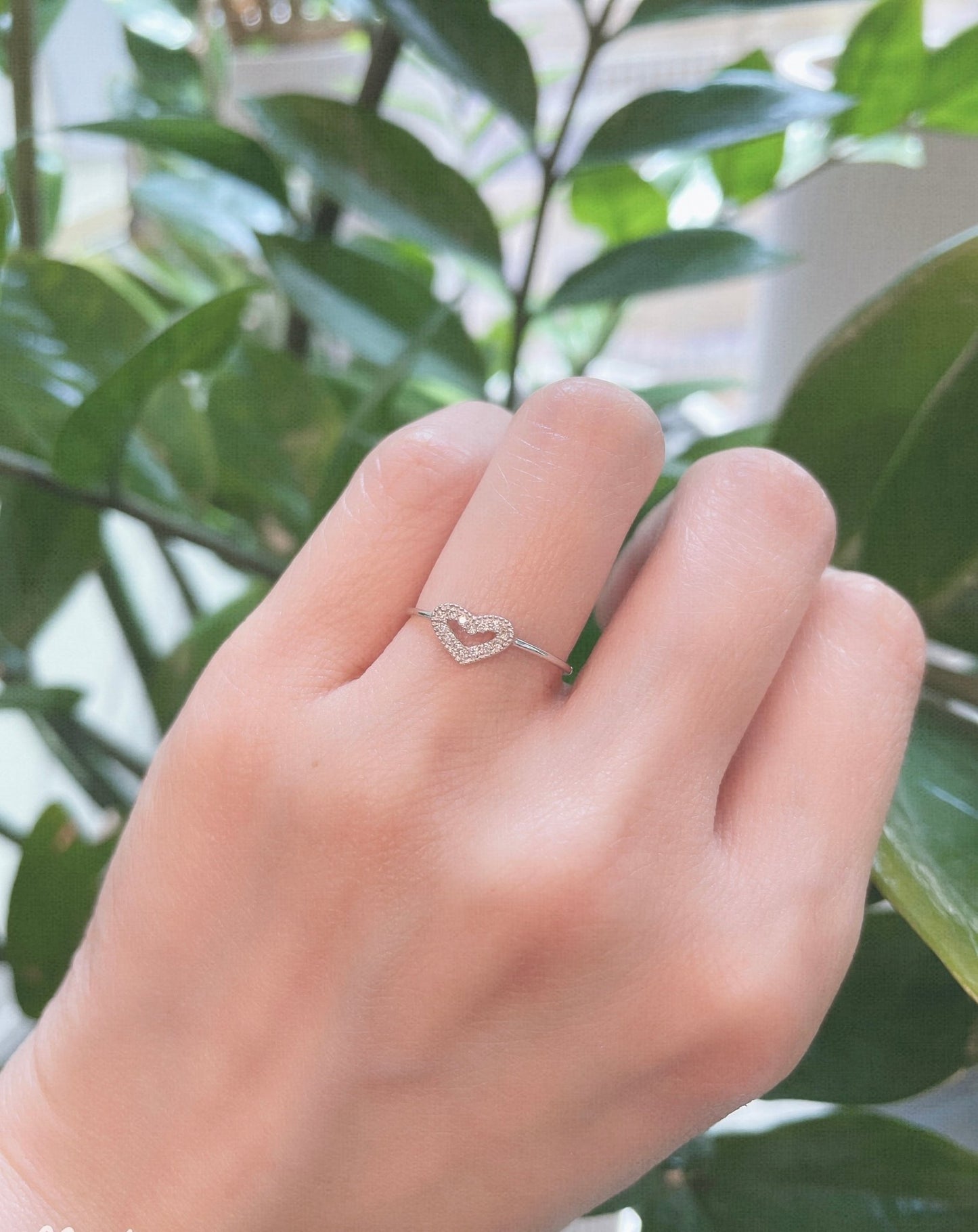 Hollow Flat Heart Ring 0.07ct - JMW Jewelry Wholesale