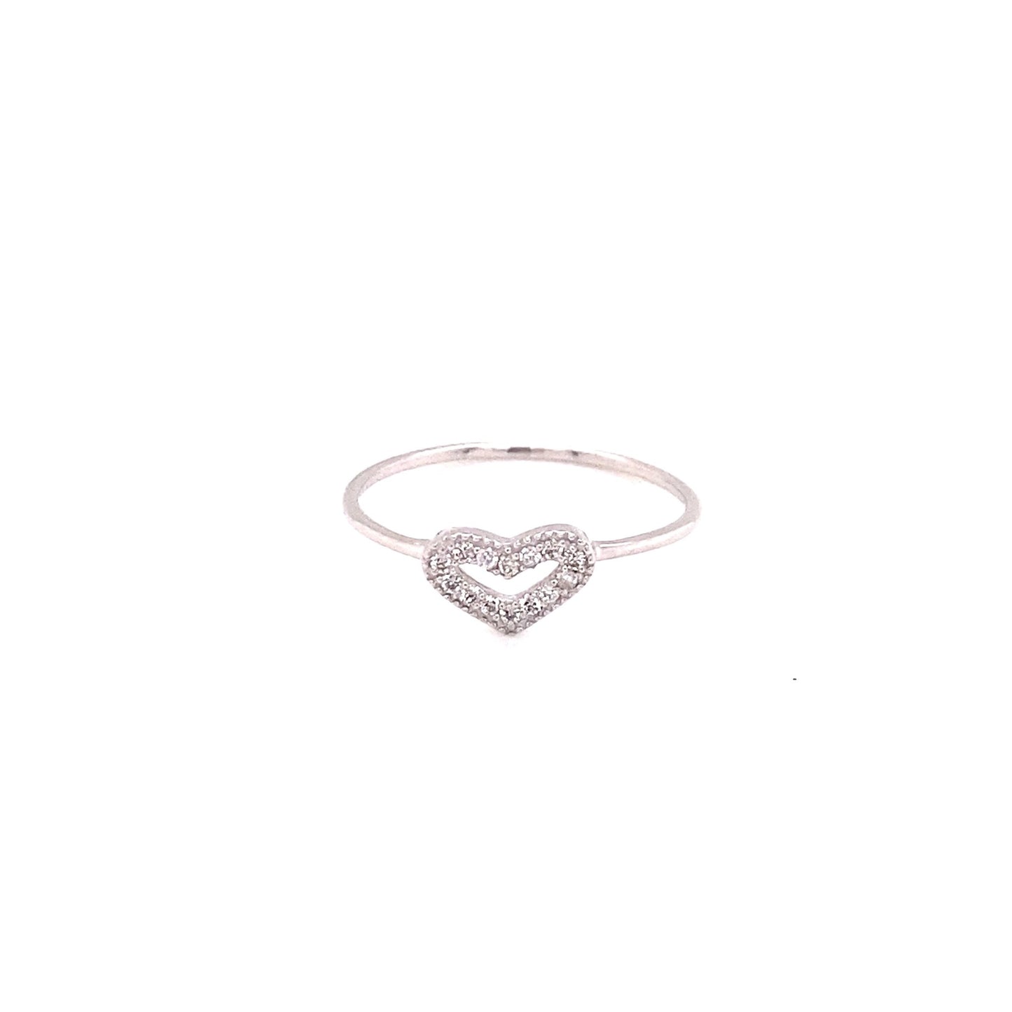 Hollow Flat Heart Ring 0.07ct - JMW Jewelry Wholesale