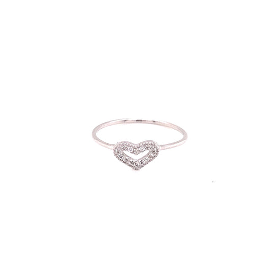 Hollow Flat Heart Ring 0.07ct - JMW Jewelry Wholesale