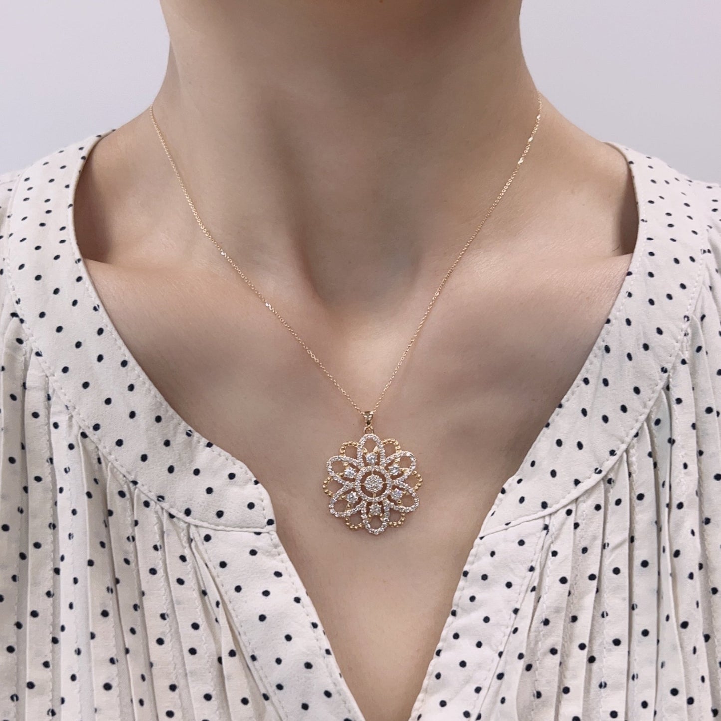 Hollow Flower Necklace 1.5ct - JMW Jewelry Wholesale