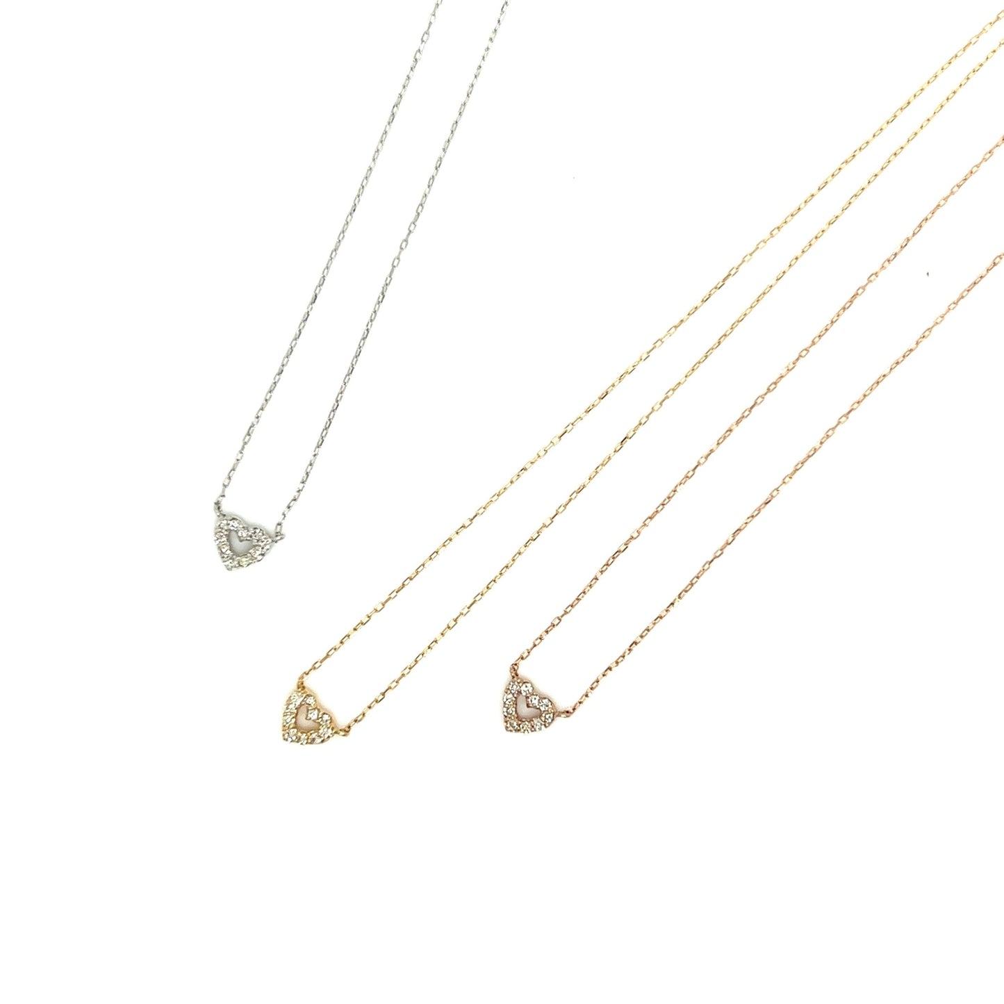 Hollow Heart Necklace 0.05ct - JMW Jewelry Wholesale