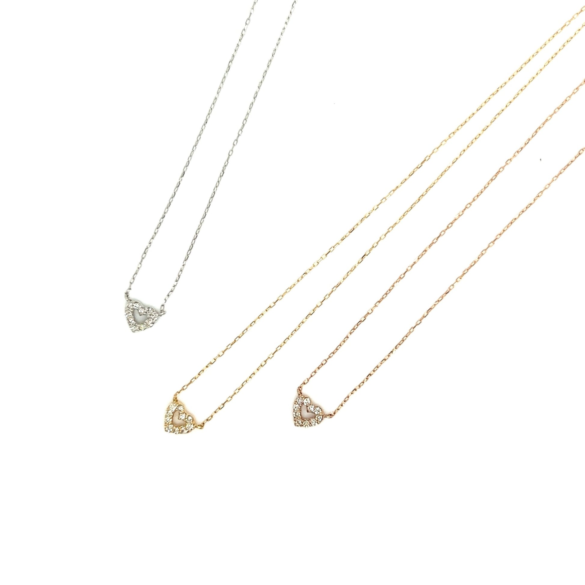 Hollow Heart Necklace 0.05ct - JMW Jewelry Wholesale