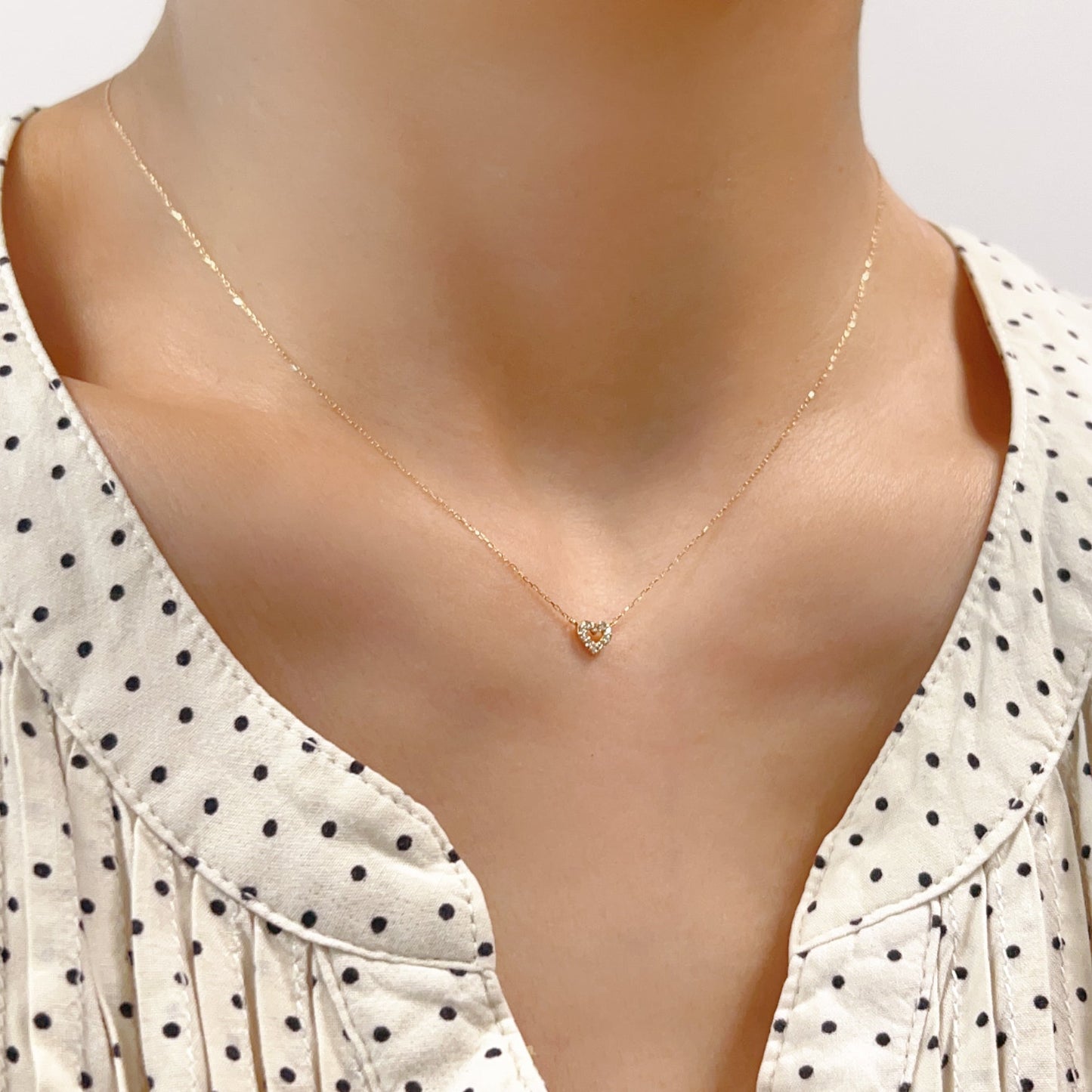 Hollow Heart Necklace 0.05ct - JMW Jewelry Wholesale