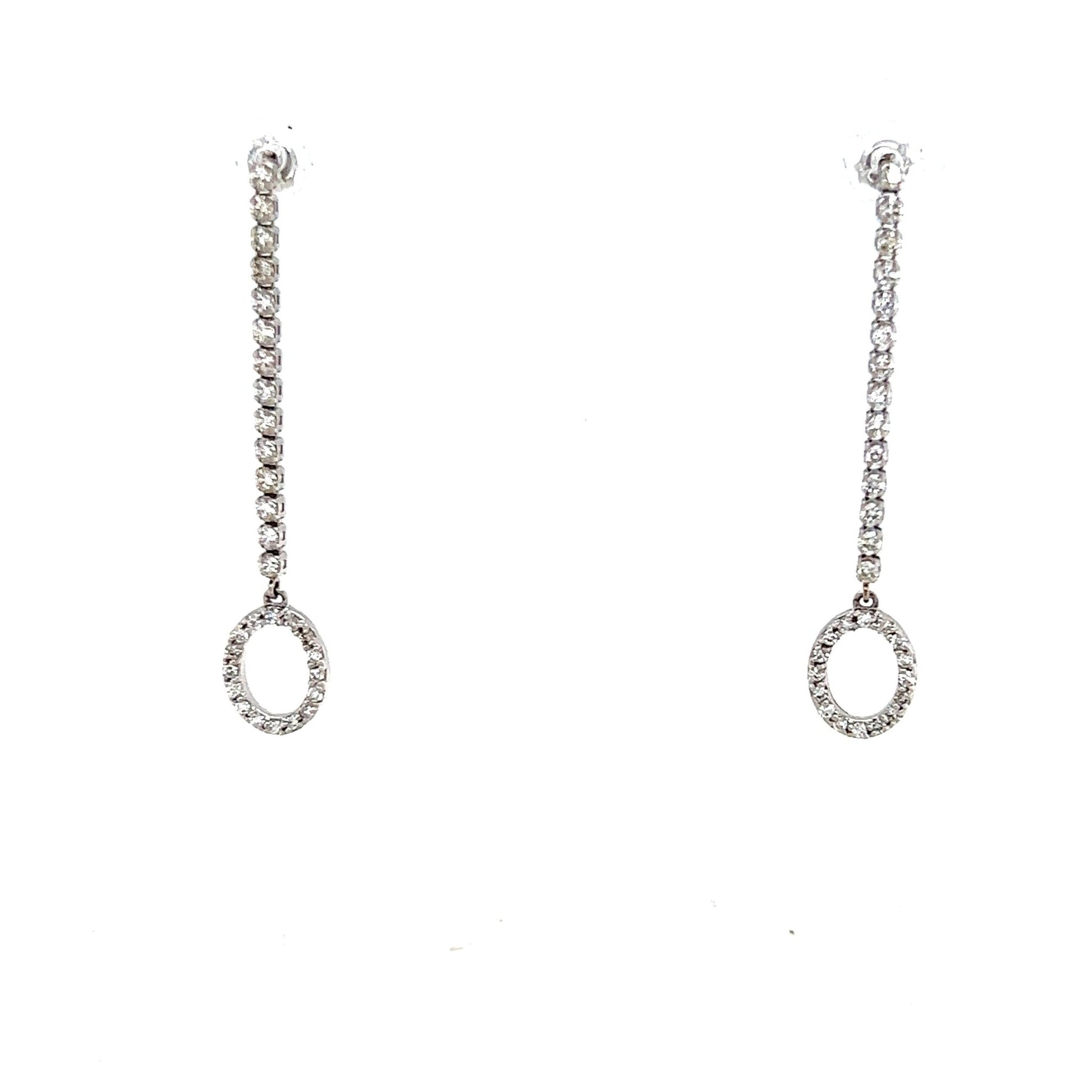 Hollow Oval Dia Dangle Earrings 0.5ct - JMW Jewelry Wholesale