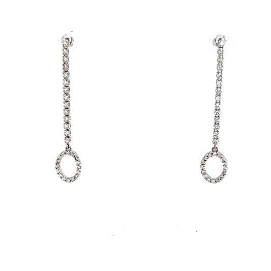 Hollow Oval Dia Dangle Earrings 0.5ct - JMW Jewelry Wholesale