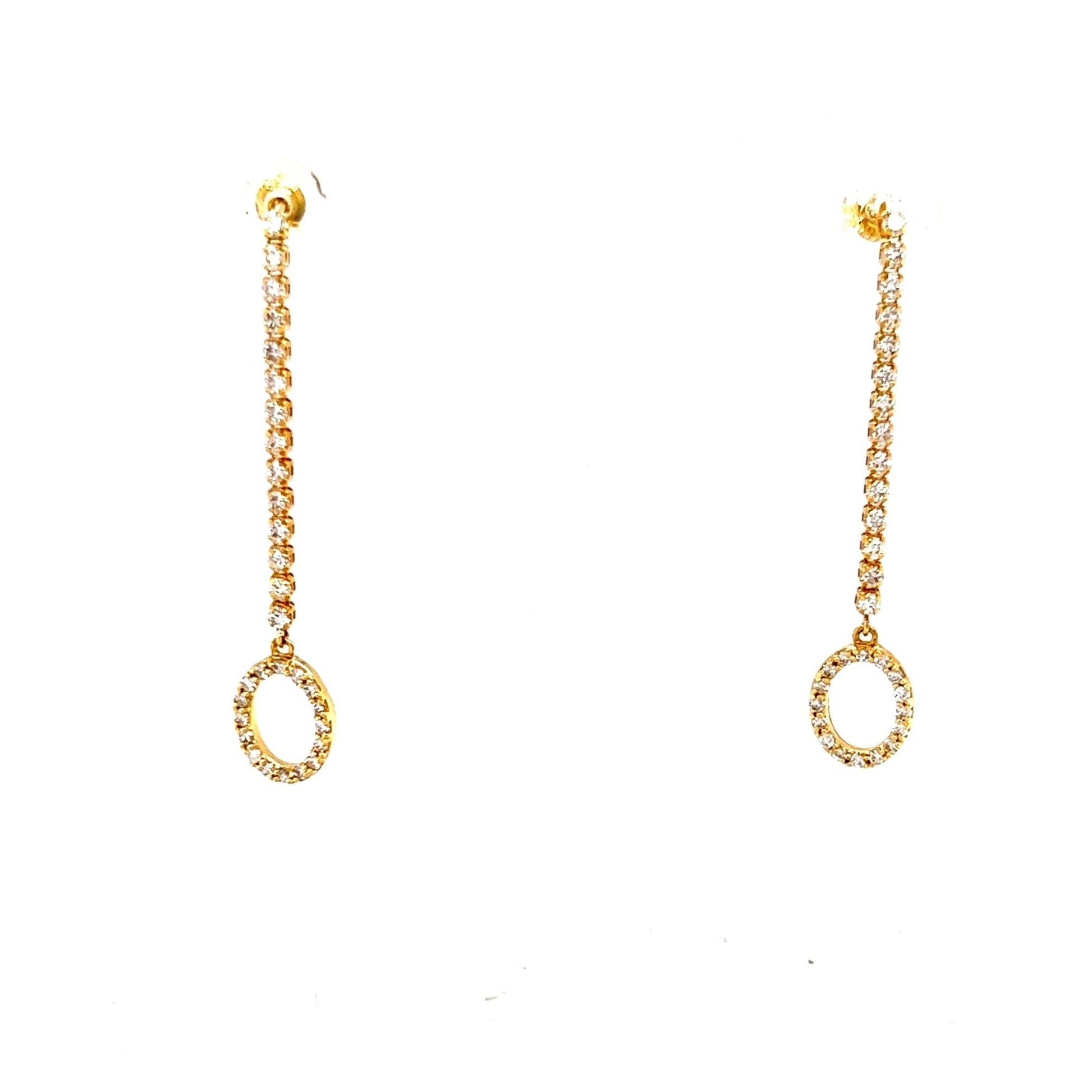 Hollow Oval Dia Dangle Earrings 0.5ct - JMW Jewelry Wholesale