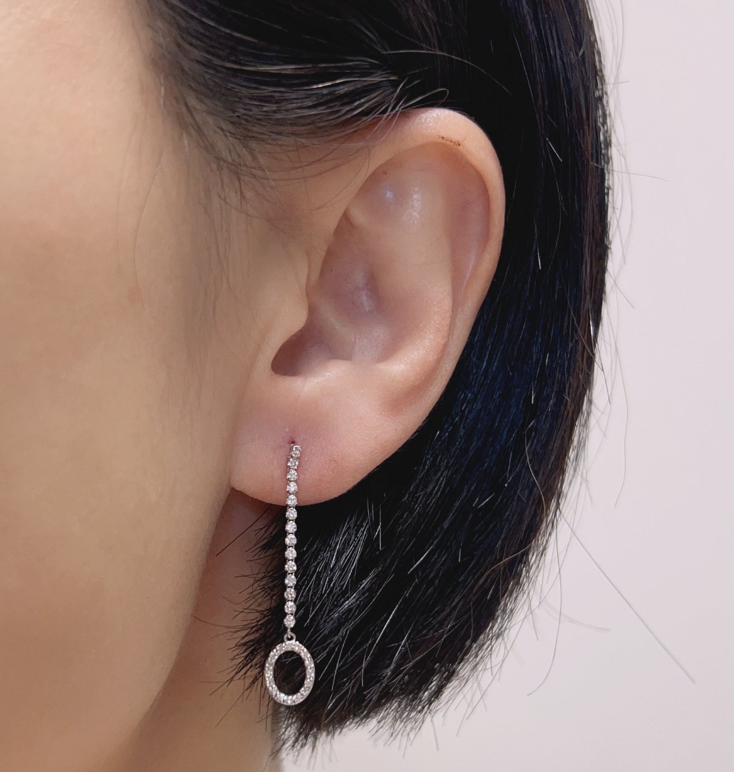 Hollow Oval Dia Dangle Earrings 0.5ct - JMW Jewelry Wholesale