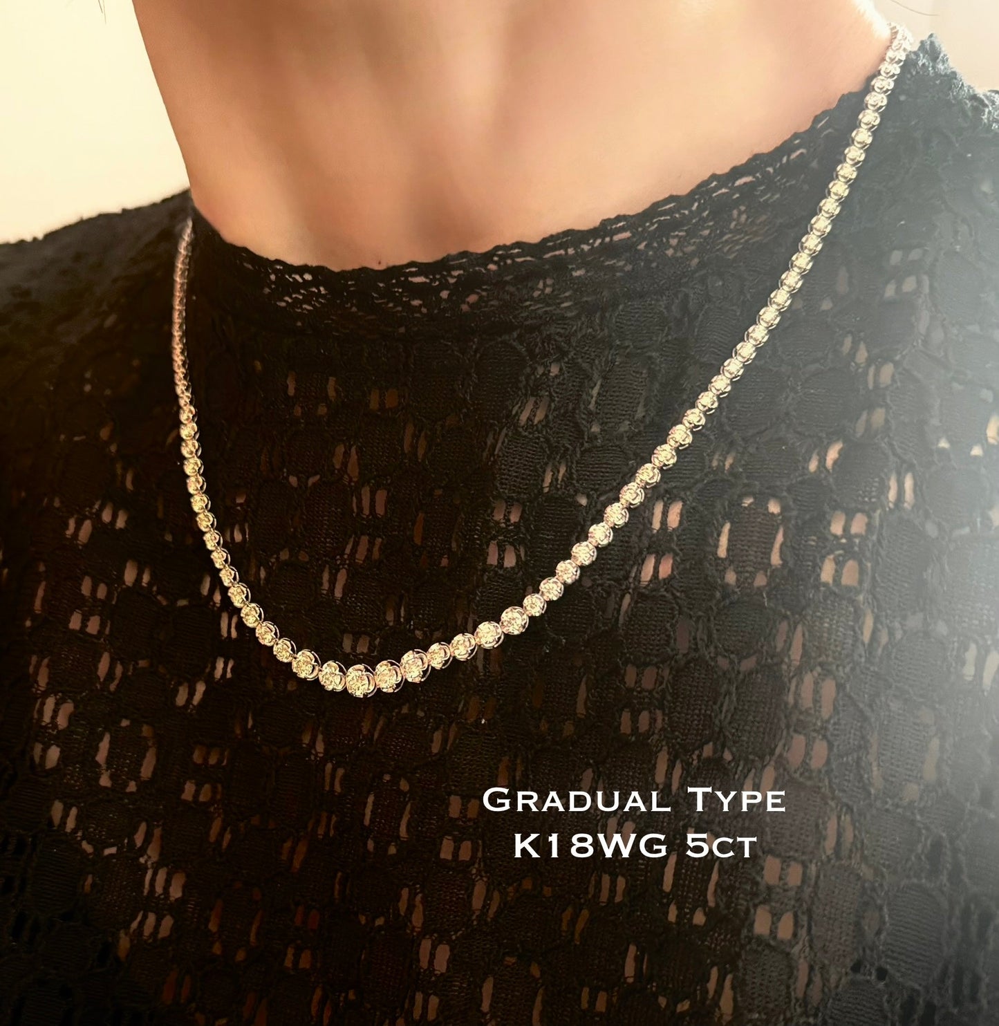 K18 Tennis Necklace T 5ct - JMW Jewelry Wholesale