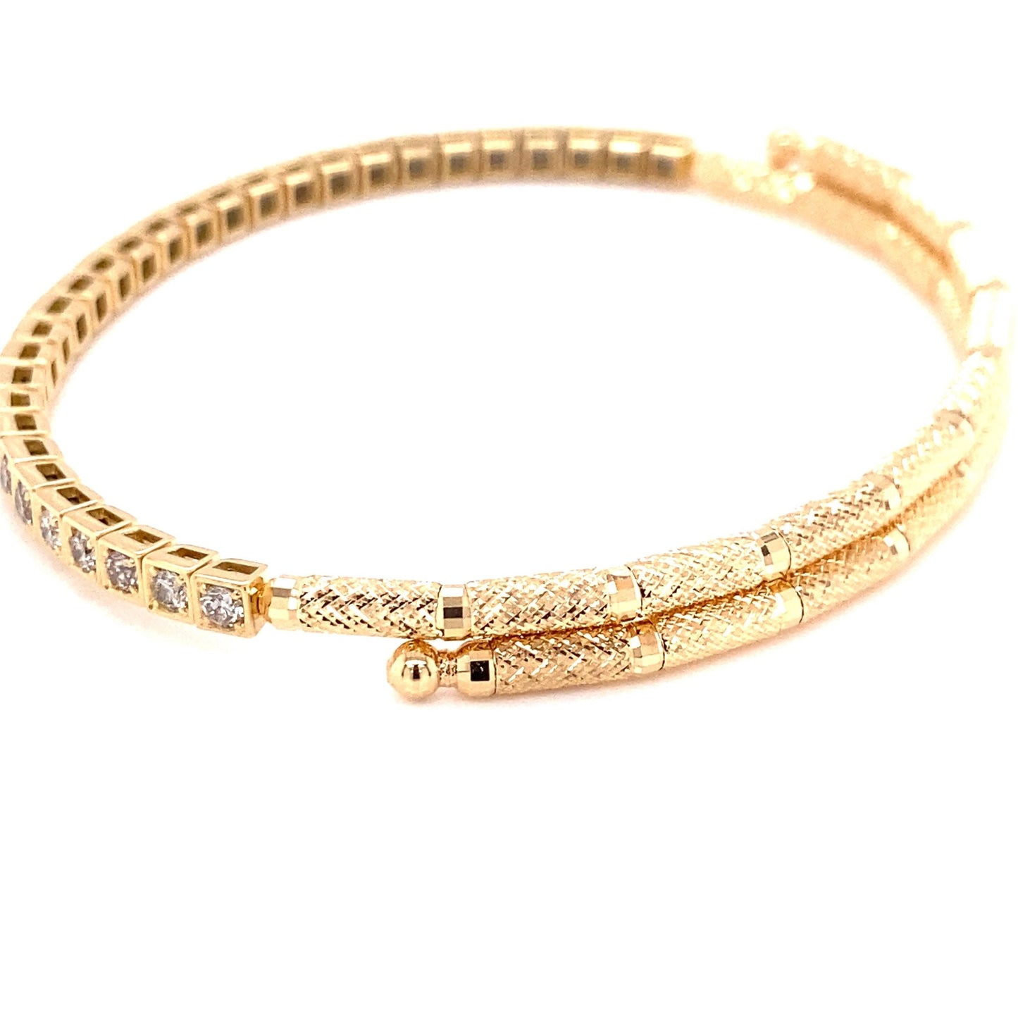#flexi_bangles# - #jmw_jewelry_wholesale# - #A flexible 18K gold bangle encrusted with sparkling natural diamonds#