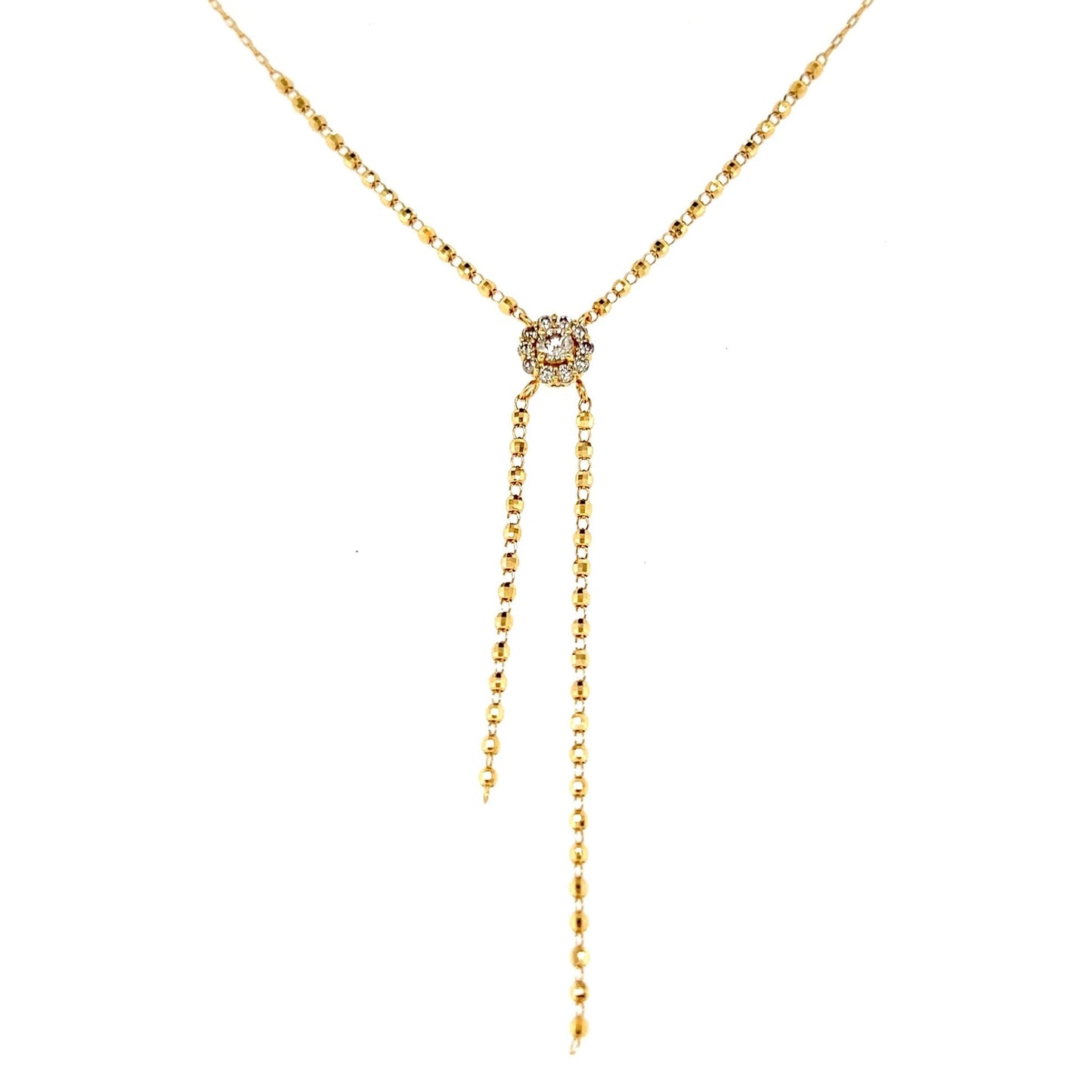 Long Round Flower Double Dangle Necklace T 0.18ct - JMW Jewelry Wholesale
