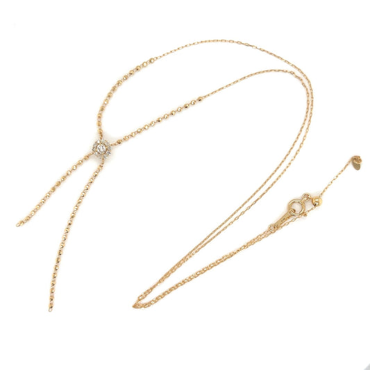 Long Round Flower Double Dangle Necklace T 0.18ct - JMW Jewelry Wholesale