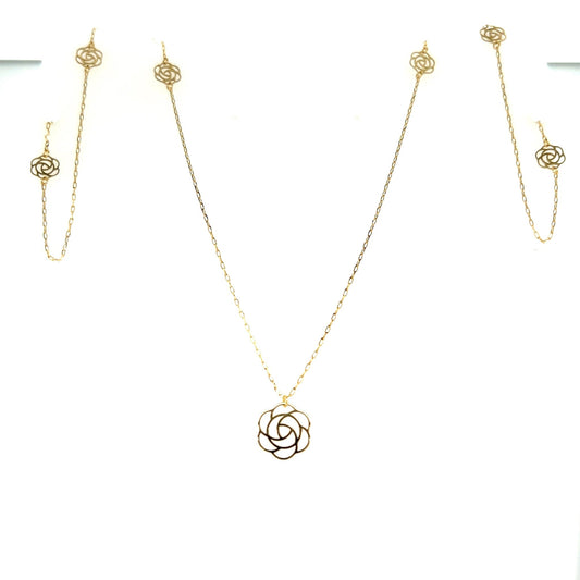 Long type Gold Hollow Flower Necklace - JMW Jewelry Wholesale
