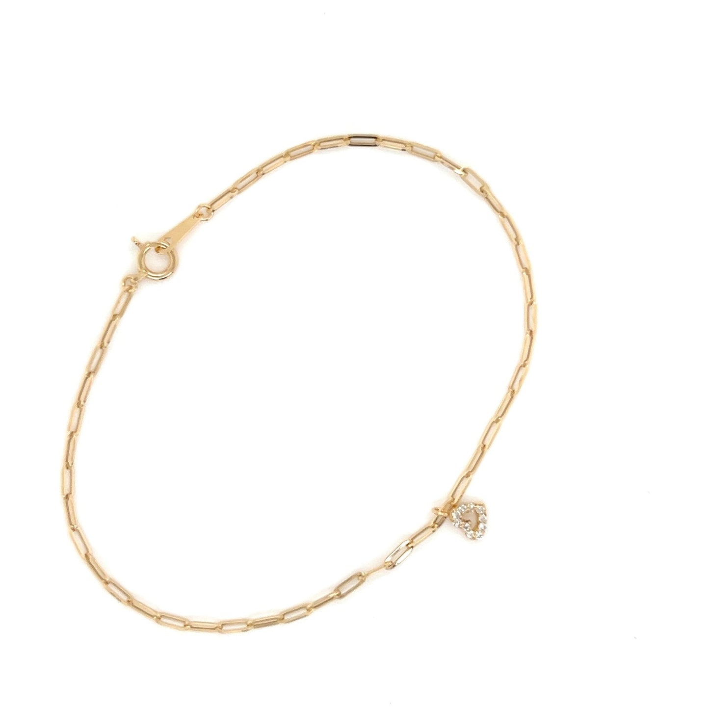 Paperclip Curved Hollow Heart Bracelet 0.05ct - JMW Jewelry Wholesale