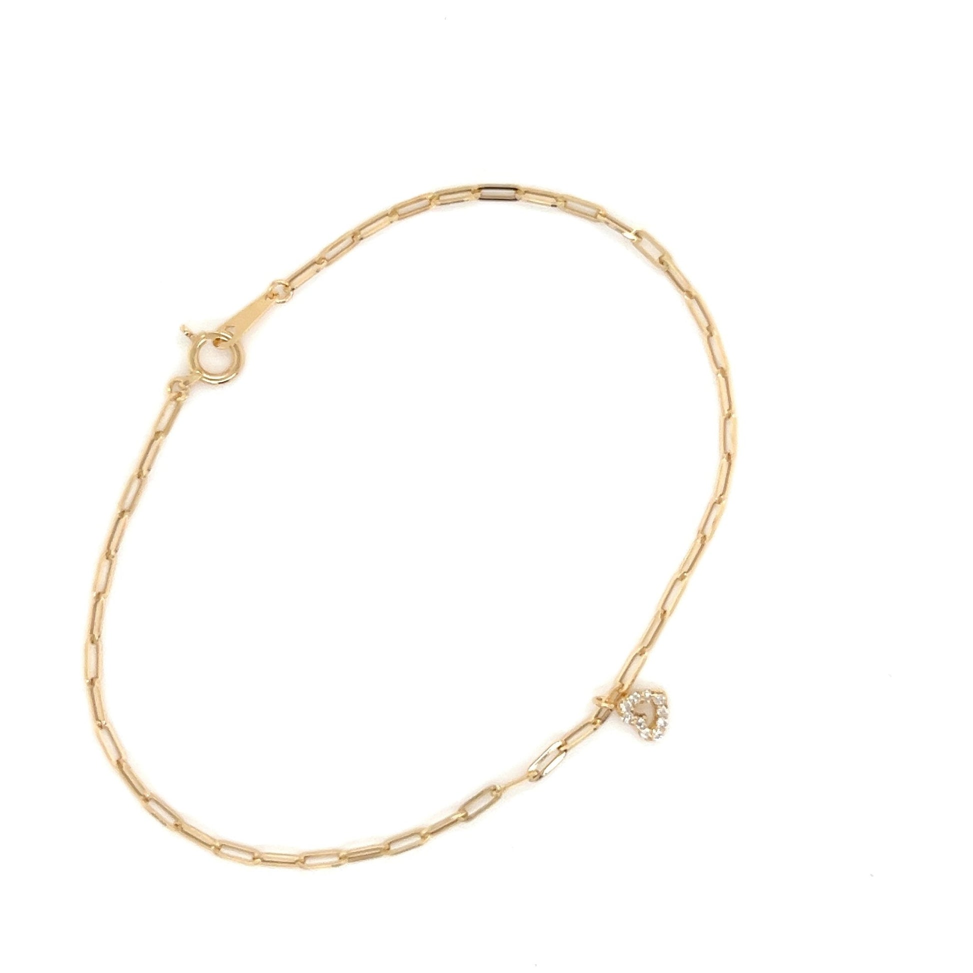 Paperclip Curved Hollow Heart Bracelet 0.05ct - JMW Jewelry Wholesale