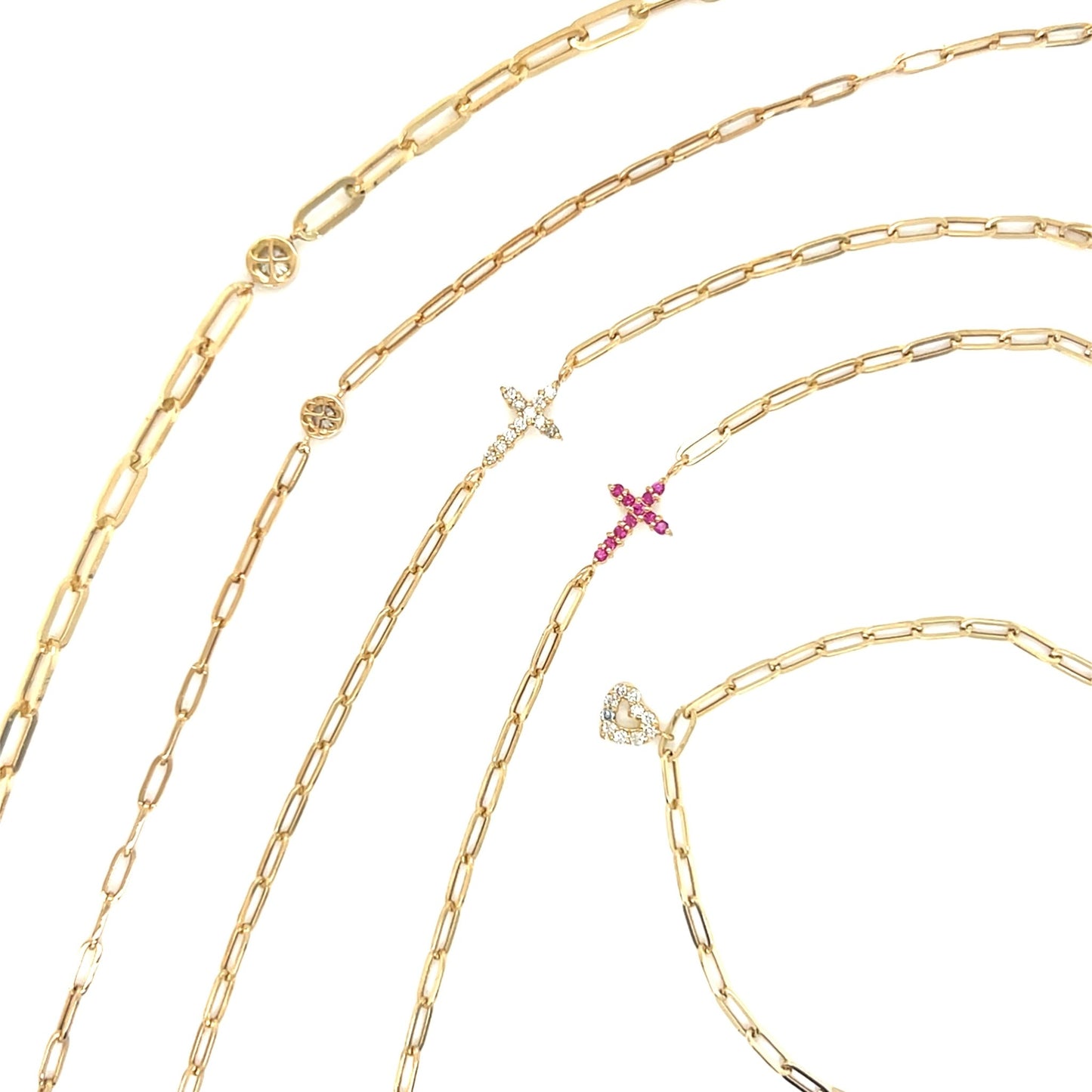 Paperclip Curved Hollow Heart Bracelet 0.05ct - JMW Jewelry Wholesale