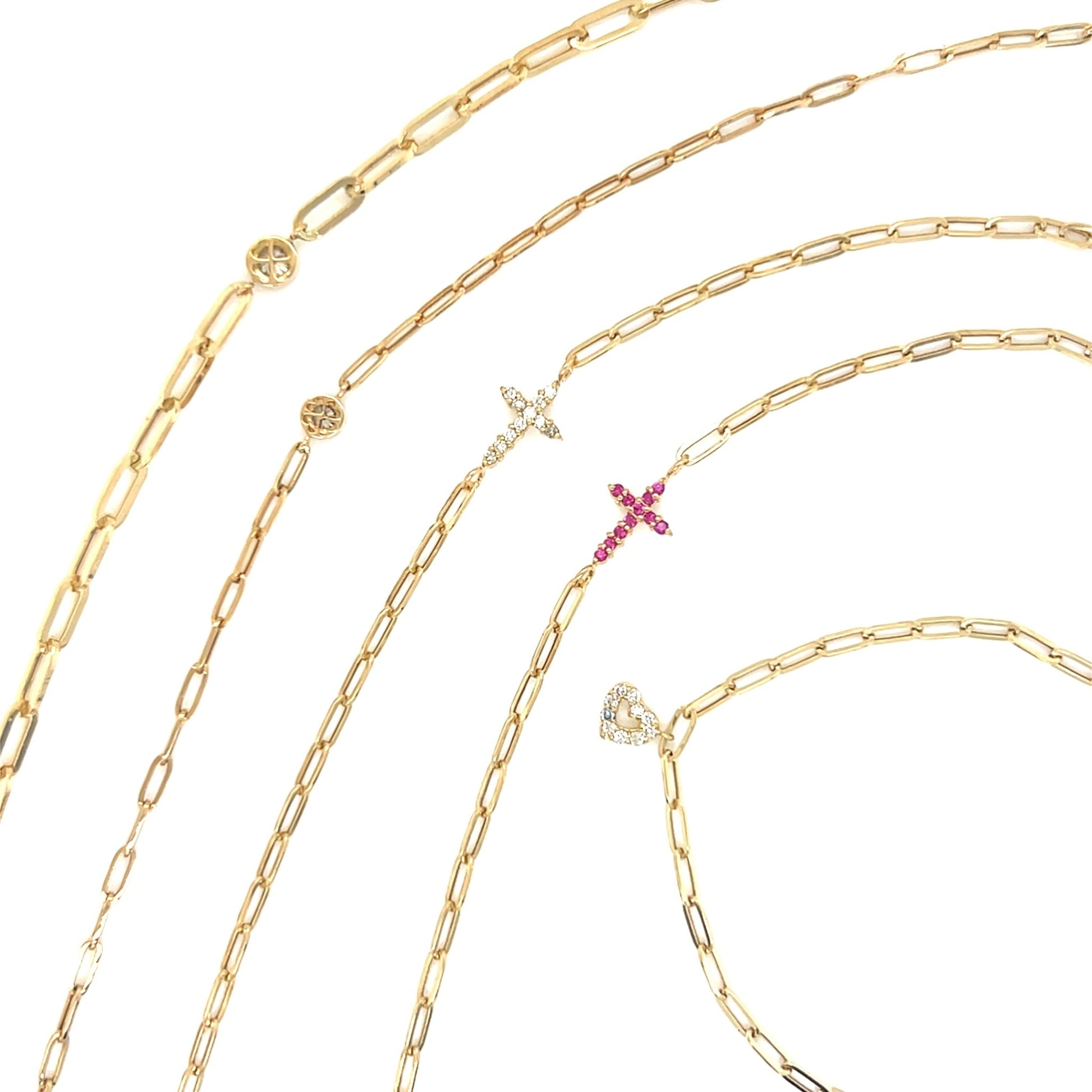 Paperclip Curved Hollow Heart Bracelet 0.05ct - JMW Jewelry Wholesale