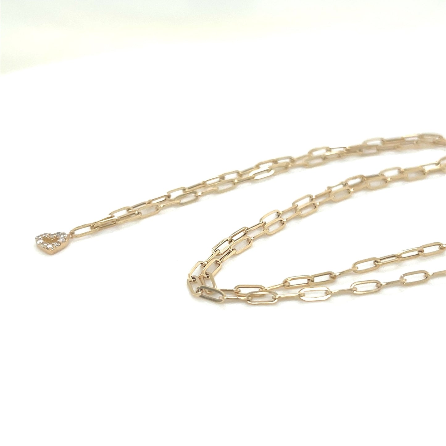 Paperclip Curved Hollow Heart Necklace 0.05ct - JMW Jewelry Wholesale