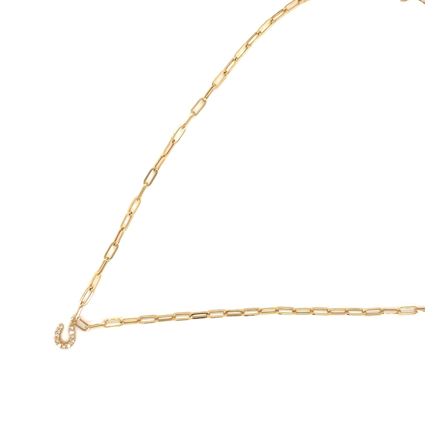 Paperclip Horseshoe Necklace 0.05ct - JMW Jewelry Wholesale